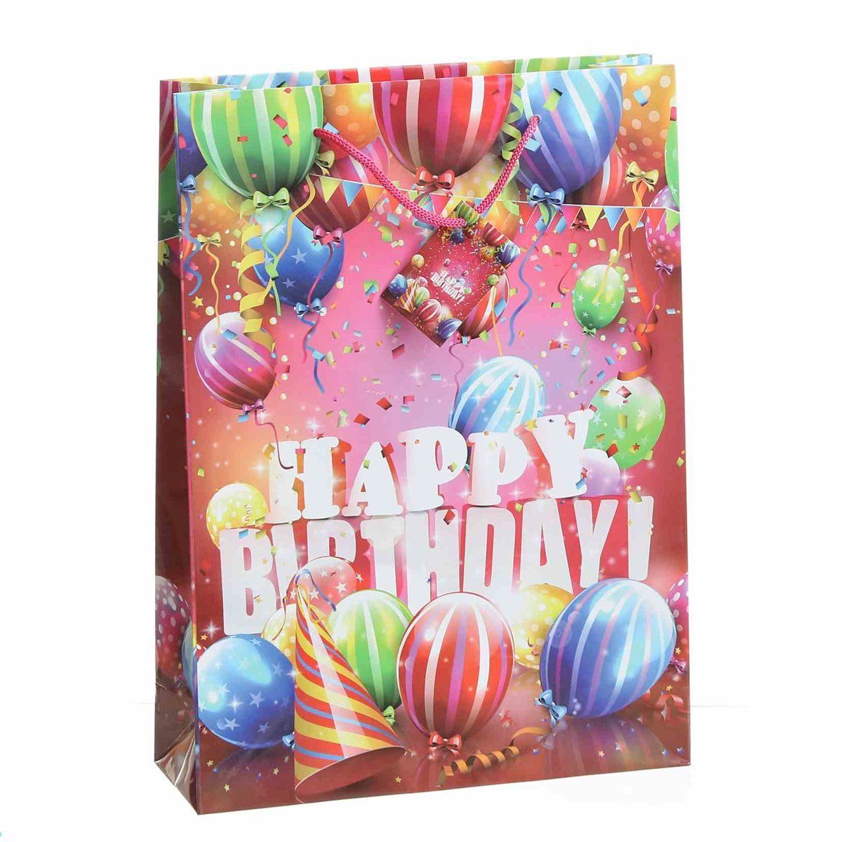 Linoows Tragetasche 10 Stück Geschenktüten `Happy Birthday`, Tüten, Große Papiertragetaschen