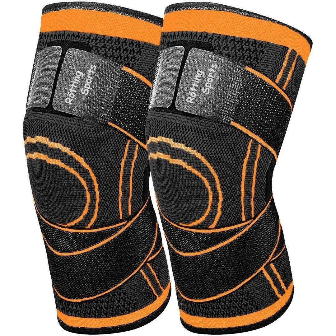 Rötting Design Kniebandage Rötting Sports 2 Kniebandagen Sportbandage Kniestütze orange/schwarz