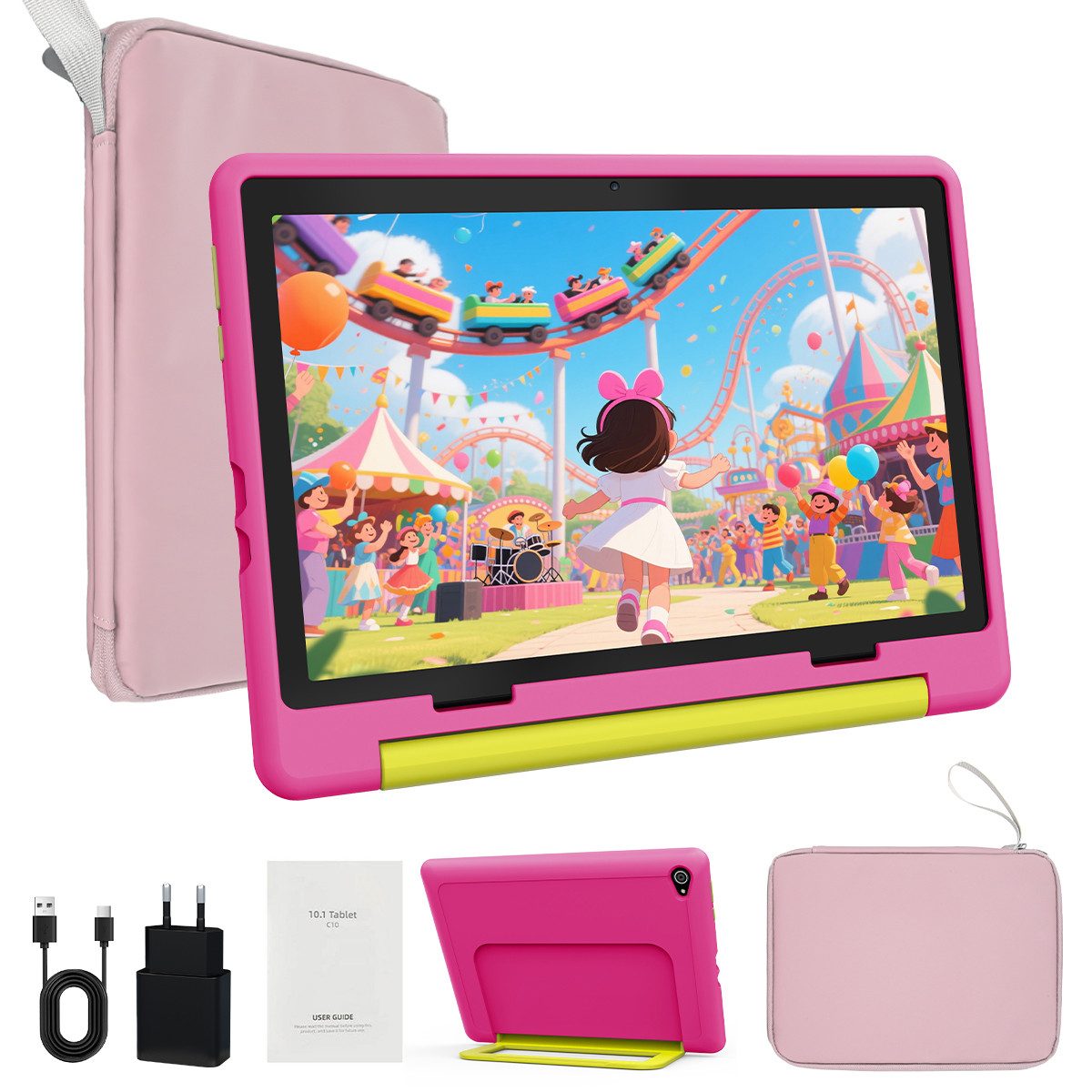 BUFO Android 16 10-Zoll, 24(3+21) GB RAM + 64 GB ROM (TF Expand 1TB) Kinder Tablet (10", 64 GB, Android 16, WiFi 6, Android 16, HD IPS 1280x800, 6000mAh, für Spiel und Lernen)
