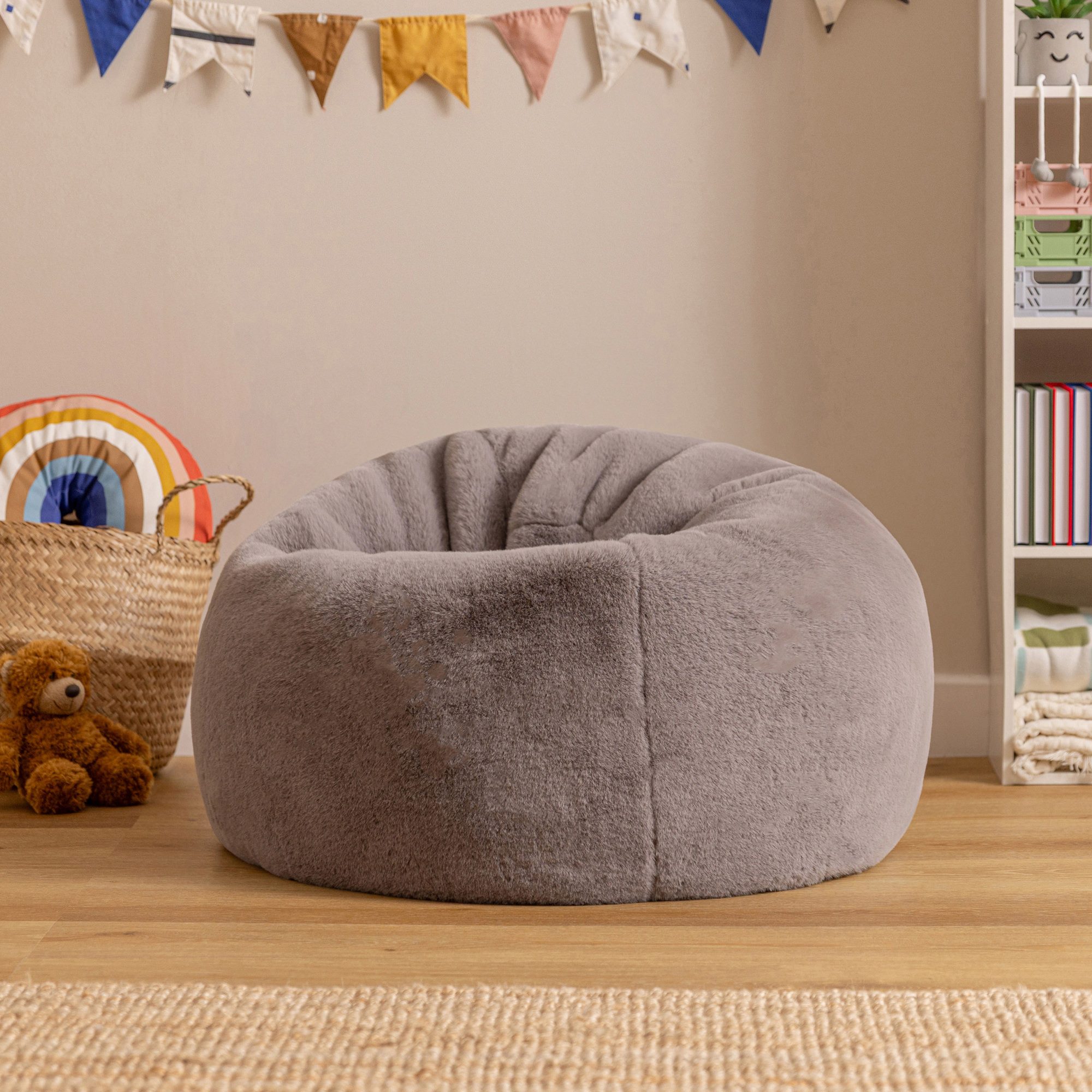 icon Sitzsack Flauschig aus Kunstfell für Kinder, mit Füllung, Made in Germany, für Kinderzimmer, flauschig