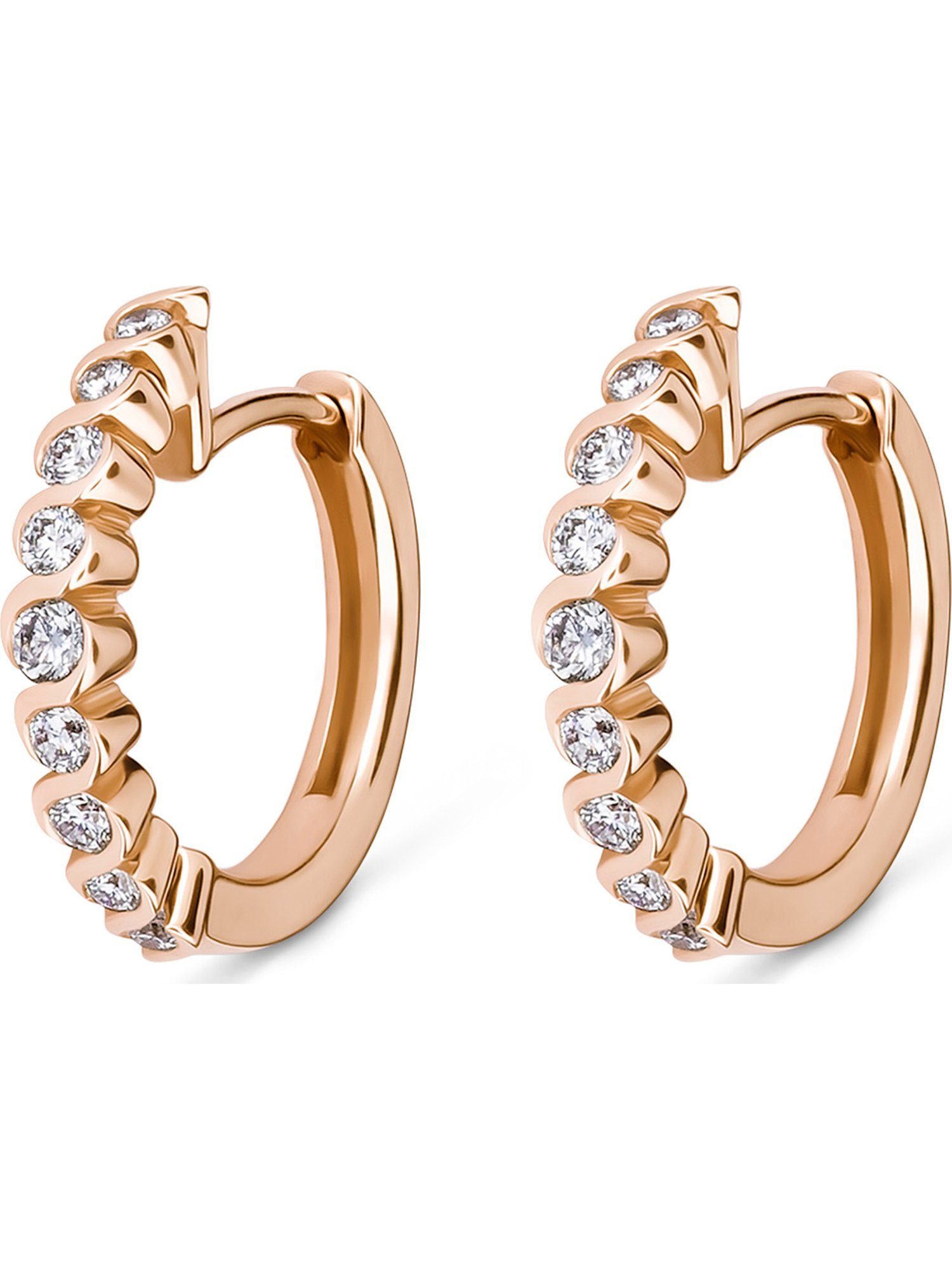 CHRIST Paar Creolen »CHRIST Damen-Creolen 585er Roségold 18 Diamant« (Paar)  online kaufen | OTTO