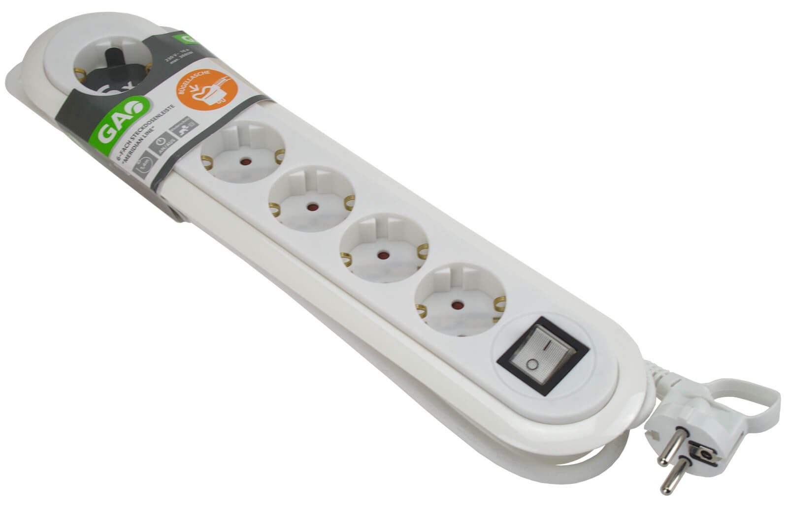 Schalter mit GAO 6-fach weiß Farbe: Steckdosenleiste - Steckdosenleiste