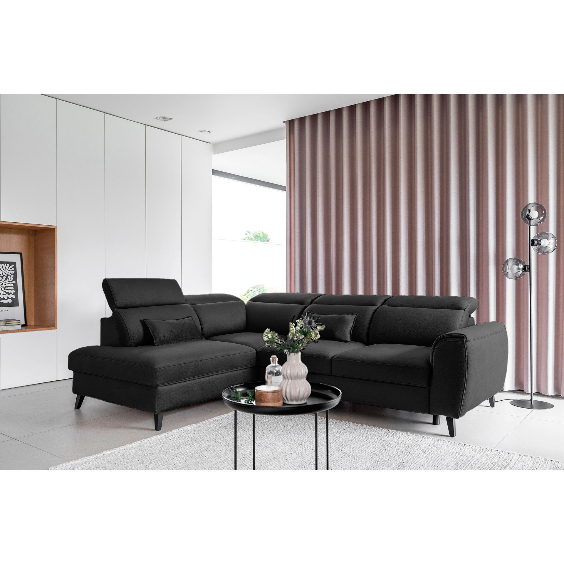 Myhomelando Ecksofa Noble, mit Schlaffunktion, Bettkasten und verstellbare Kopflehnen