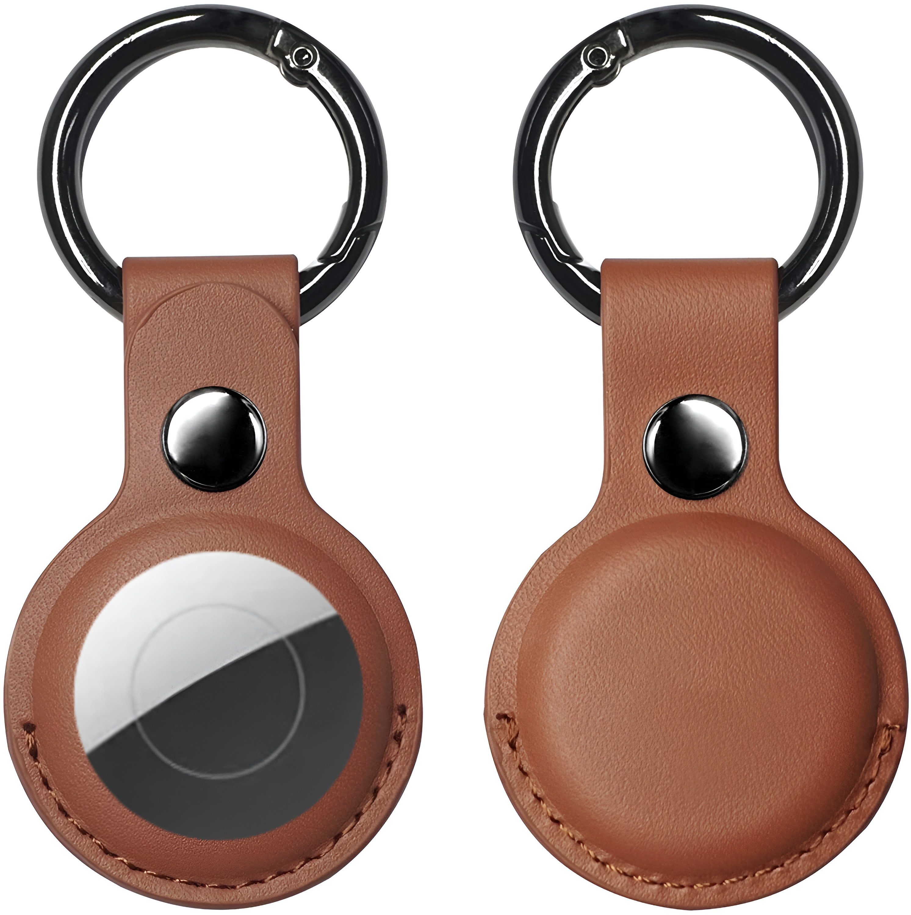 Bingo Schlüsselanhänger Set Schlüsselanhänger Airtag Anhänger Hülle für Apple Air Tags Leder Braun (Eleganz Aufhängung Taschen Haustierhalsband Clip-Verschluss Hochwertig Tracker Geschenkset, 2-tlg., Stahlkarabiner mit Lederhülle), Vielseitige Aufhängung Kratzschutz Offenes Design Einfache Montage