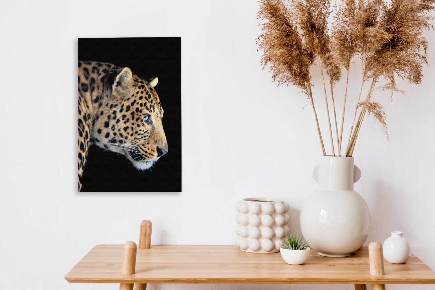 Leinwandbild Leinwandbild Gemälde, cm 20x30 St), inkl. - bespannt fertig (1 Schwarz Leopard OneMillionCanvasses® - Zackenaufhänger, Pelz,