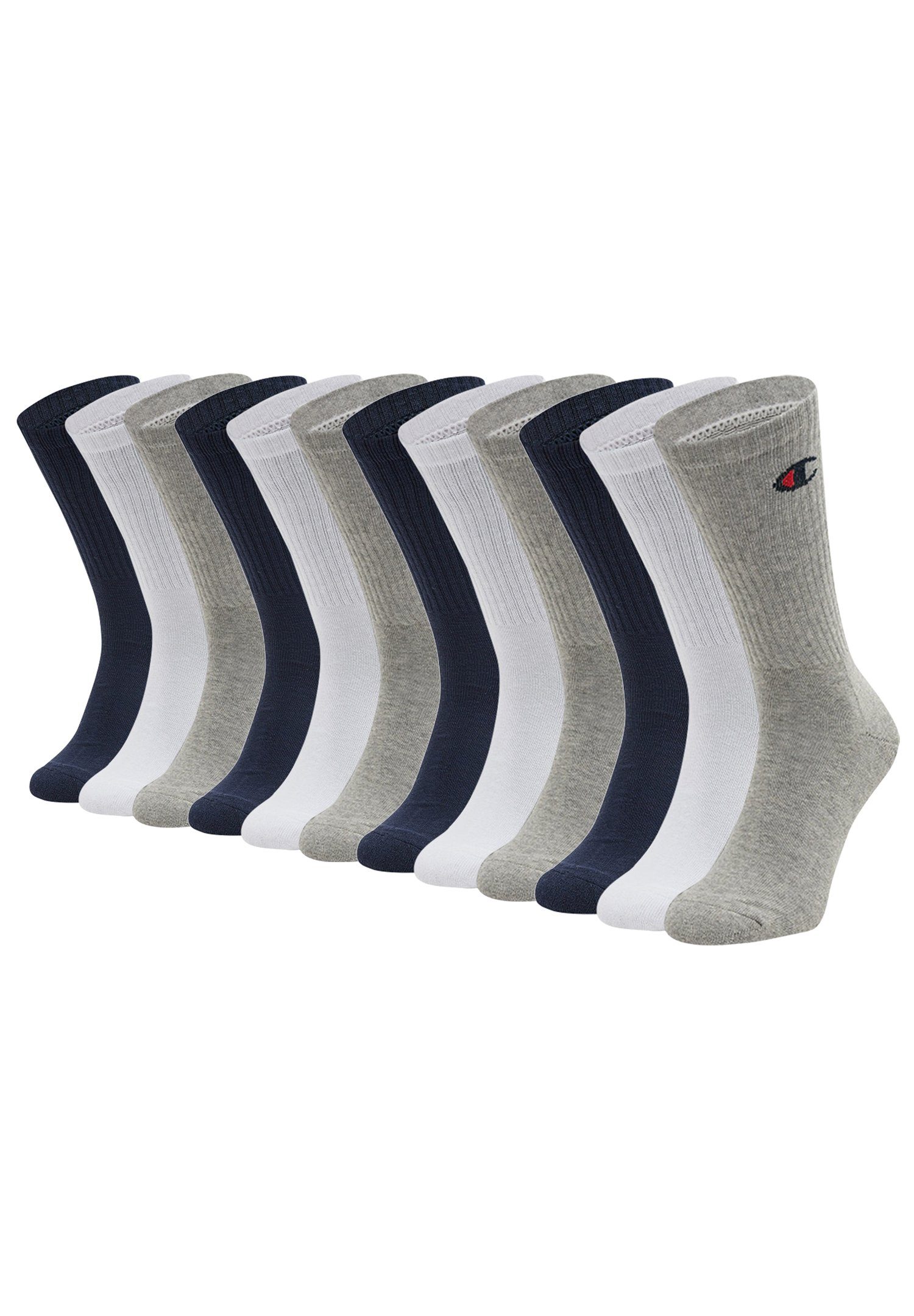 (12-Paar) Socken 12pk Socks White/Blue/Grey Crew Champion