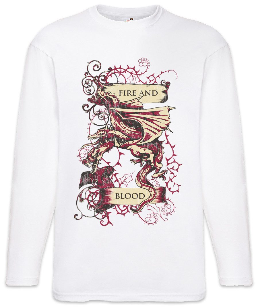 Langarmshirt Fire And Blood Langarm T-Shirt Game Winter Of Symbol Thrones Is Coming
