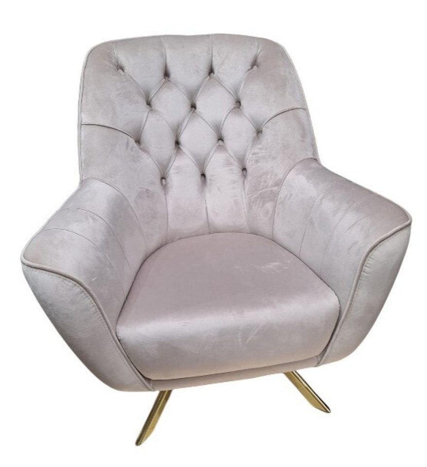 Xlmoebel Chesterfield-Sessel Chesterfield Grau Sessel Cocktailsessel Samtstoff Sofort (1-St., Sessel), Made in Europa