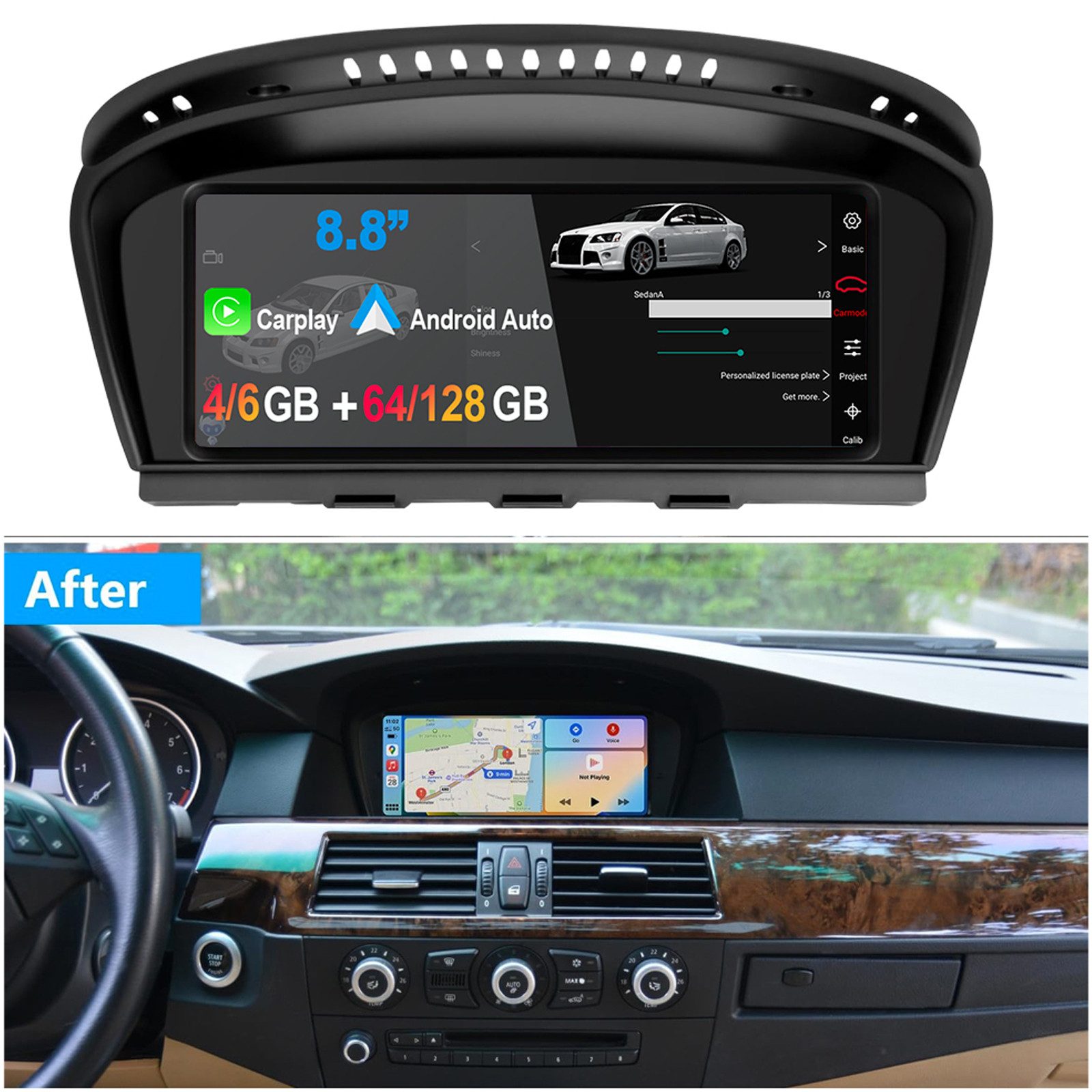 ESSGOO Android14/15 4G für BMW E60 E61 E63 E64 E90 E91 E92 E93 3/5 Series CCC Autoradio (DAB+ (optional), 8+256GB(optional), DAB (optional), 4G LTE, RDS, AM, FM, (Digitalradio (DAB), FM, AM, RDS, SWC, Navi DSP 4G LTE 8-Kern)