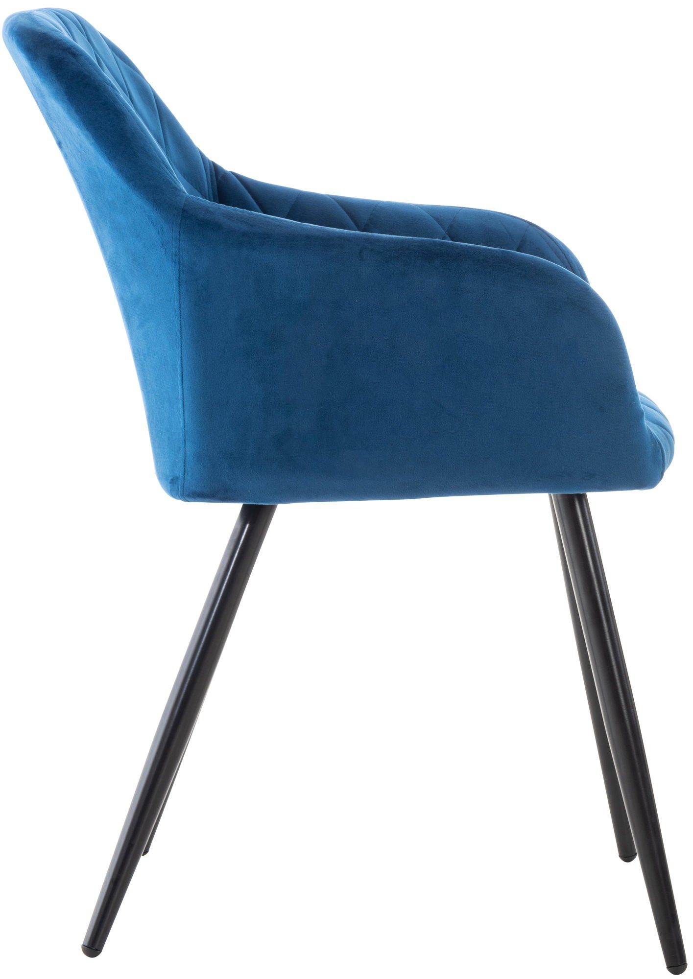 TPFLiving Esszimmerstuhl - Konferenzstuhl Gestell: Samt Sitzfläche: Sitzfläche blau gepolsterter mit - Shyva (Küchenstuhl Esstischstuhl - Wohnzimmerstuhl schwarz Polsterstuhl), - hochwertig Metall 