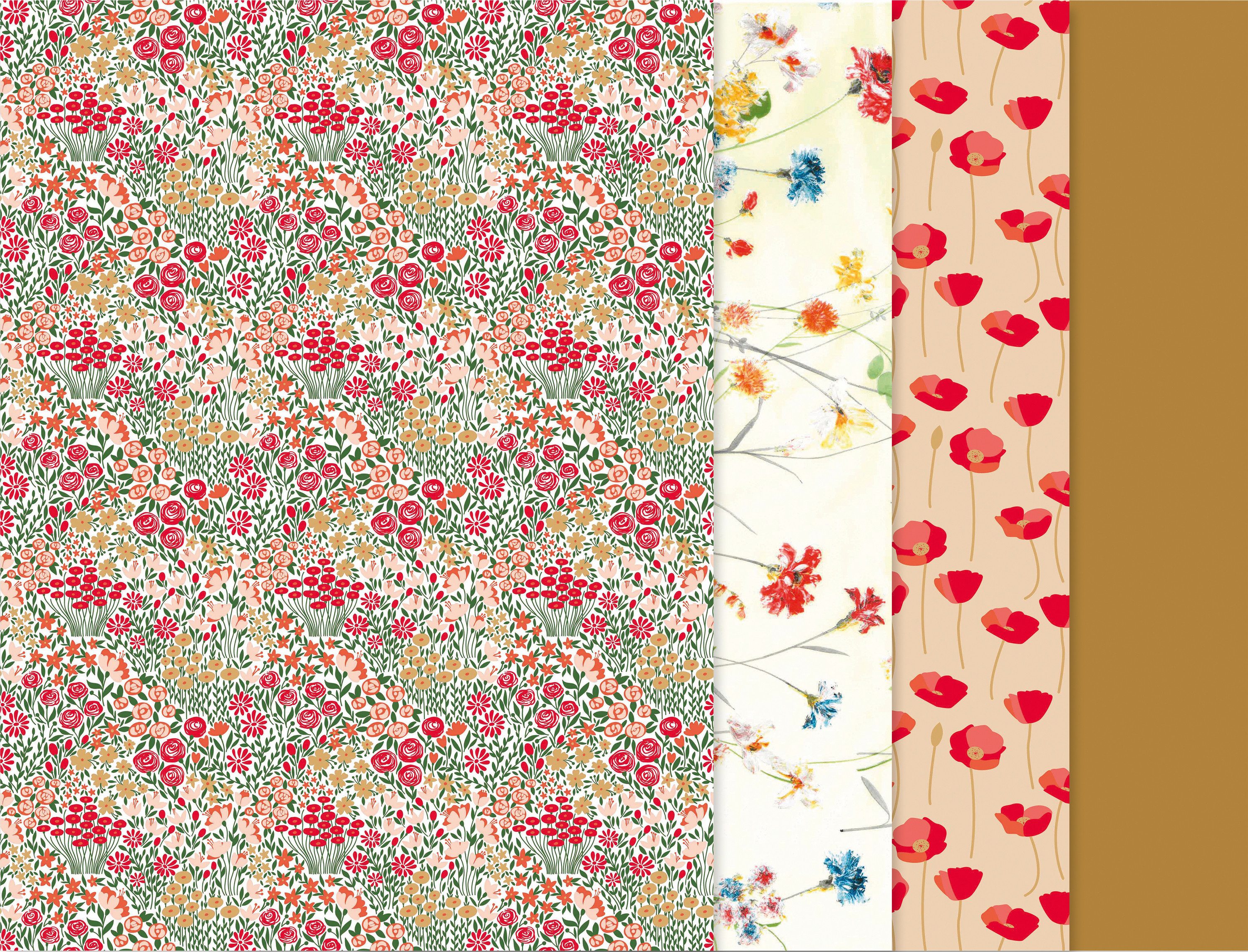 décopatch Motivpapier Blumenwiesen, 4er Set, 30 x 40 cm