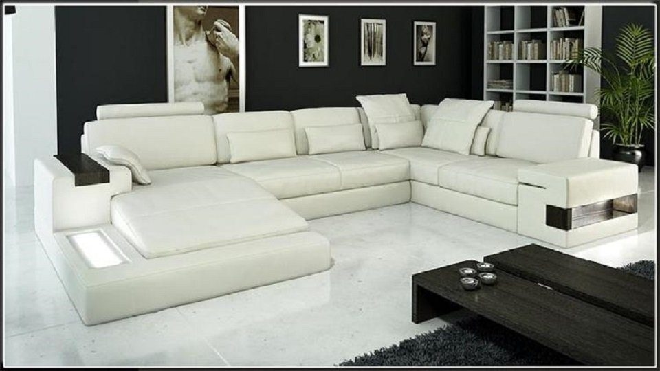 JVmoebel Ecksofa, Marken Weiß Sofa Ledersofa Wohnlandschaft jvmoebel® Wohnlandschaften Couch