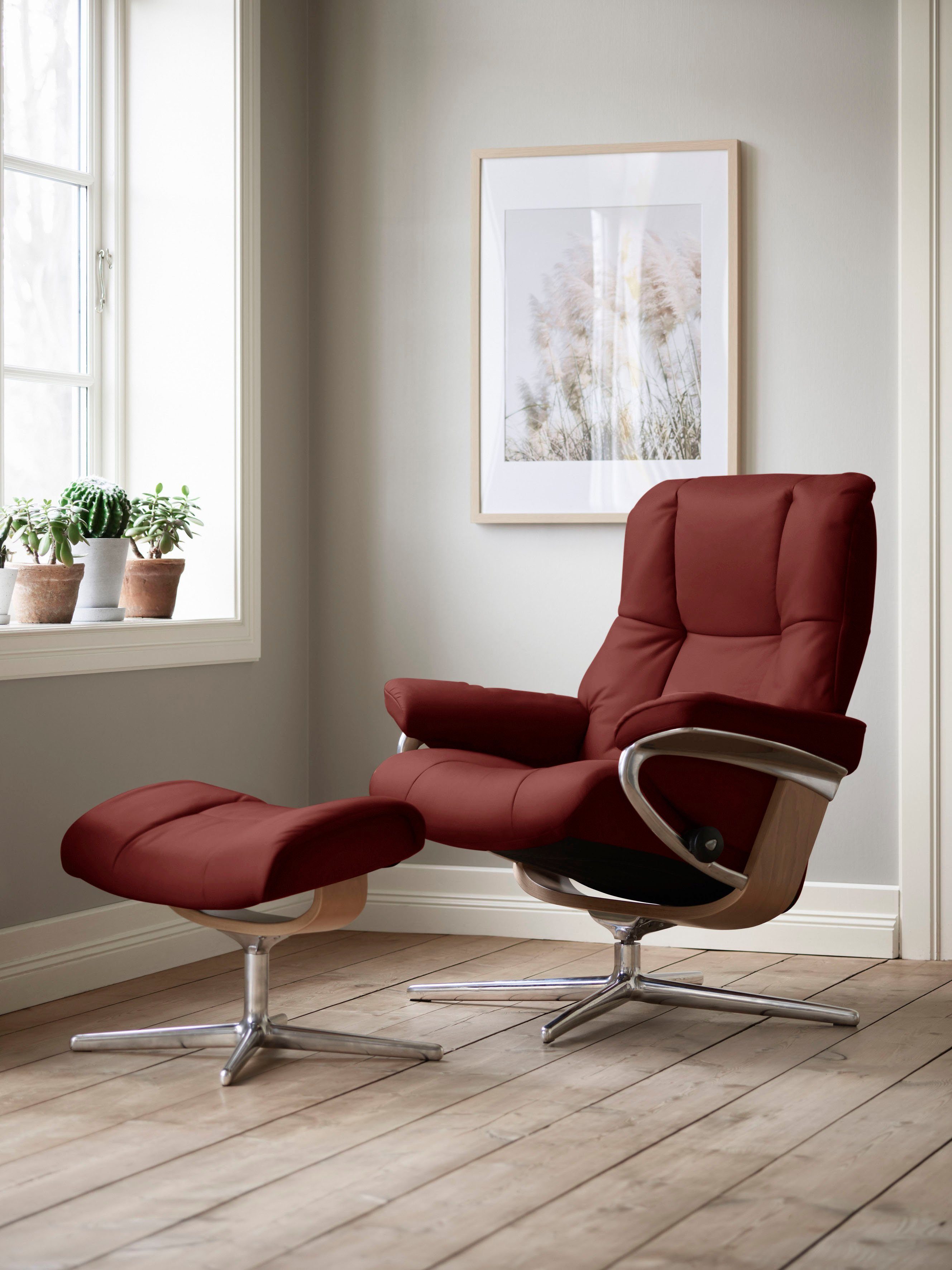 Stressless® Relaxsessel L, Base, Relaxsessel & (Set, S, mit Mayfair mit mit M Hocker, Cross Hocker), Größe Holzakzent Eiche