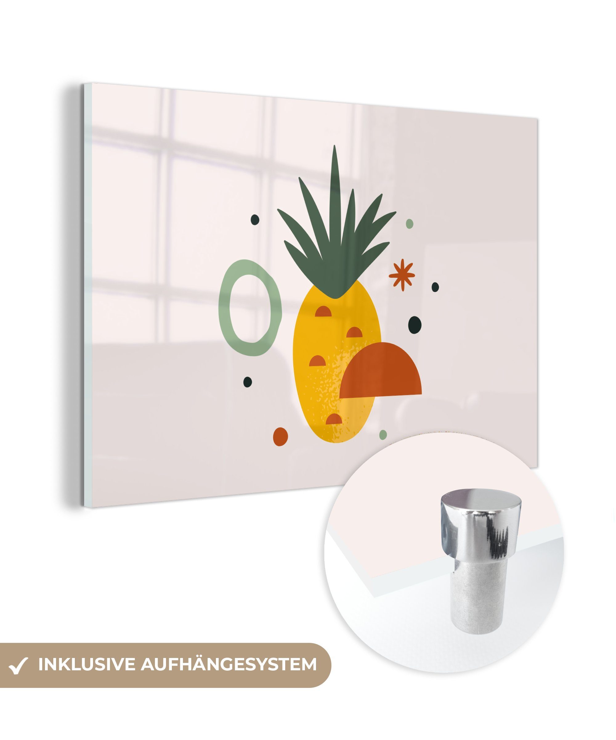 MuchoWow Acrylglasbild Ananas - Tropisch - Obst, (1 St), Acrylglasbilder Wohnzimmer & Schlafzimmer