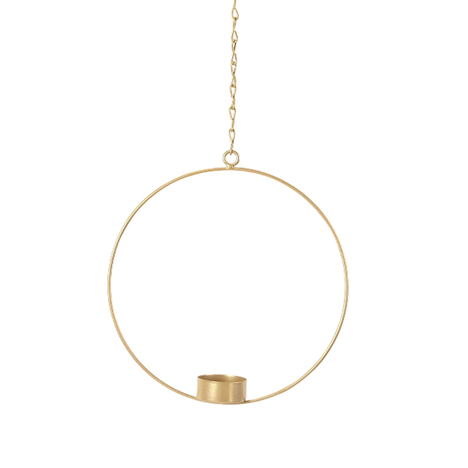 Wanddekoobjekt Deko-Ring m. Teelichteinsatz, gold, Metall - Durchmesser 20 cm, Kette 25 cm