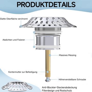 Caterize Badewannenstöpsel 2 in 1 Drainage Haarfänger, Abflussstopfen Badewanne Haarsieb, Ø 7.2 cm