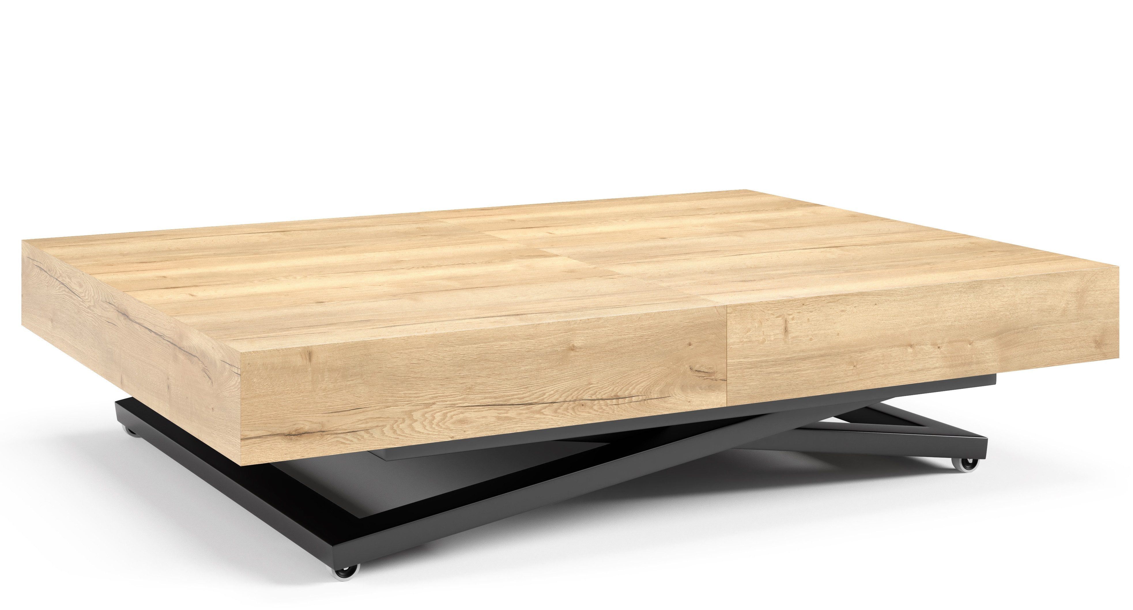 S-Style Möbel Couchtisch und Esstisch Elano mit schwarzen Metallfüßen, Hochwertige, pflegeleichte und langlebige Halifax-Eichenplatte – Bild 4 von 5