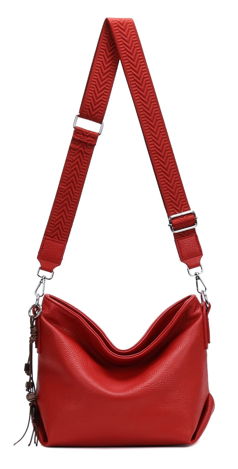 ITALYSHOP24 Schultertasche DAMEN TASCHE Crossbody Shopper Umhängetasche Brusttasche Leder Optik, Hobo Bag Handtasche CrossOver Freizeit Henkeltasche leicht modern