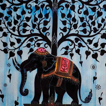 Wandteppich XL Tagesdecke Wandbehang Deko Tuch Elefant UV Aktiv ca. 205 x 235 cm, KUNST UND MAGIE