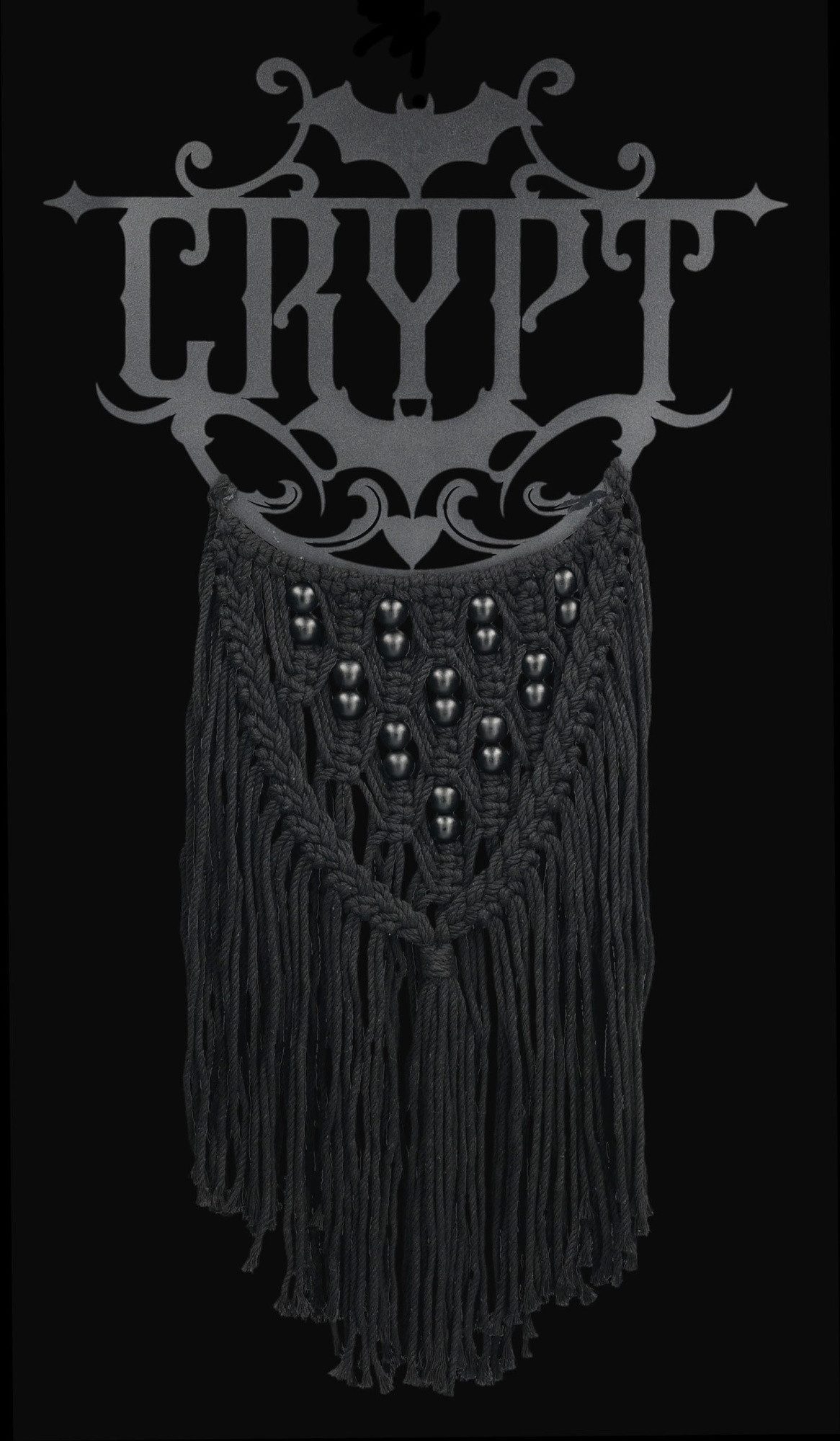 Figuren Shop GmbH Wanddekoobjekt Fledermaus Wandbehang – Makramee Gothic Deko Alchemy England 60 cm