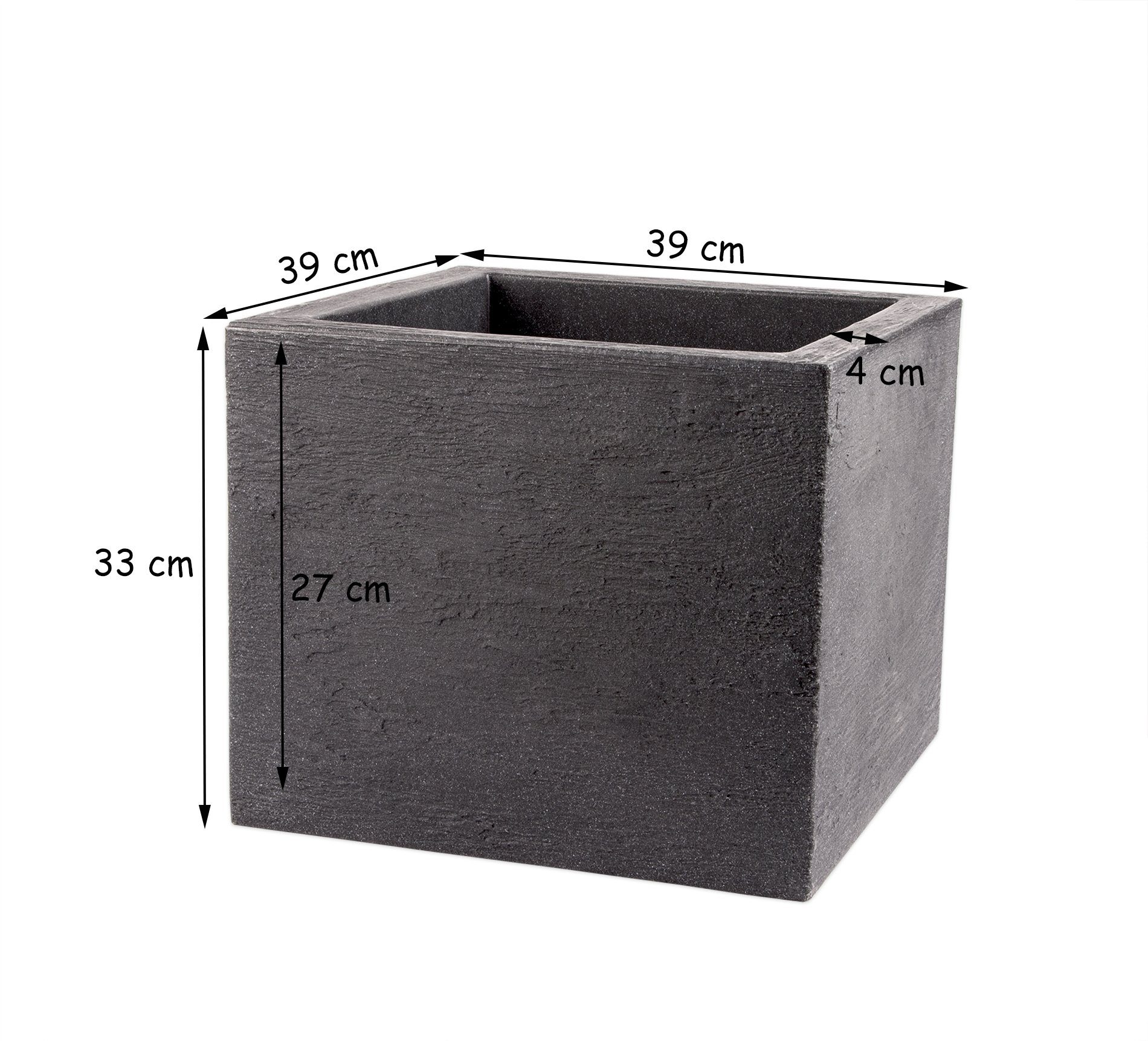 BigDean Pflanzkübel »39x39 cm groß − Granitstein−Optik anthrazit −