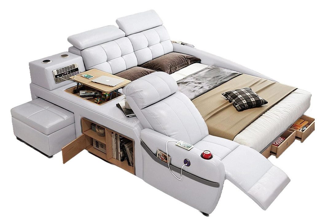 JVmoebel Multimediabett Multifunktionales Polsterbett mit Massagefunktion in Deluxe-Design (1-tlg), Made in Europa