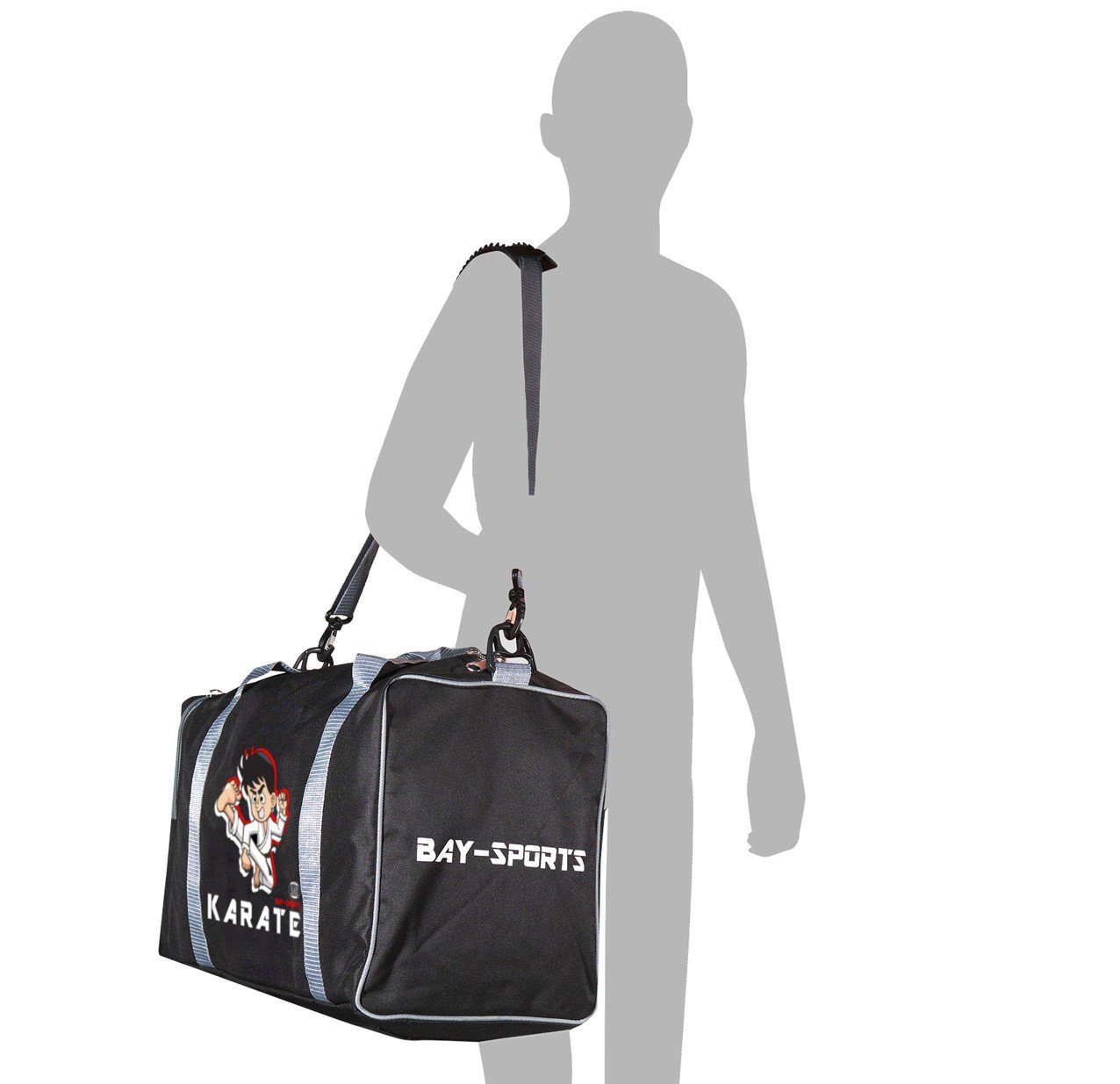 Sporttasche schwarz/grau Sporttasche Kinder 50 BAY-Sports cm für Karate