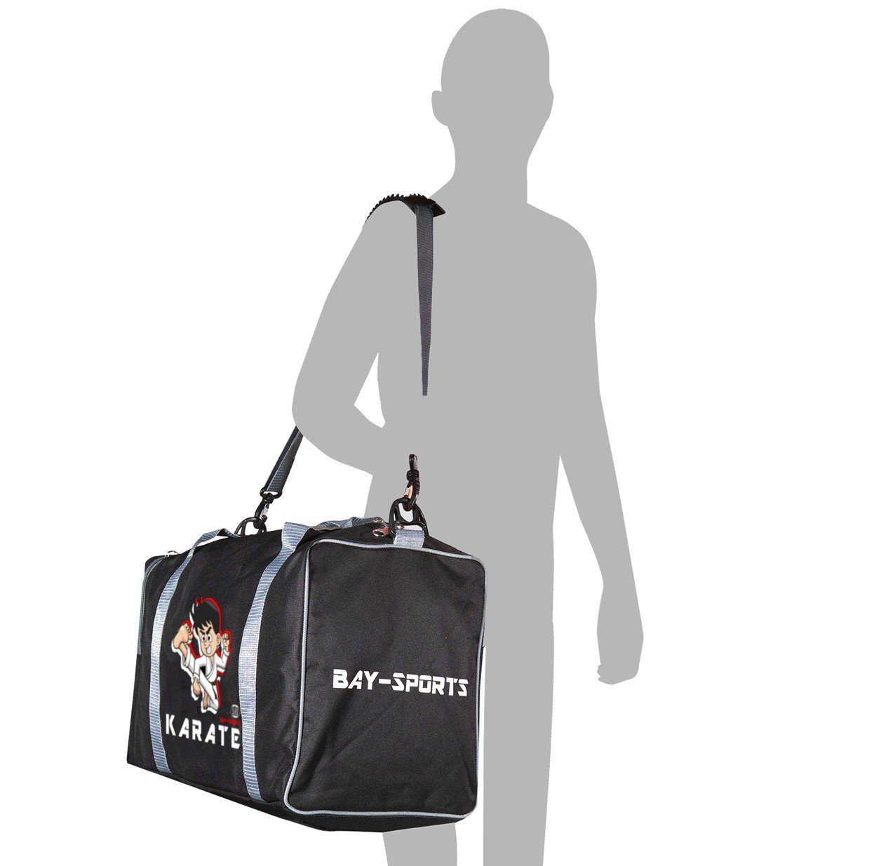 BAY-Sports Sporttasche Sporttasche für Kinder Karate schwarz/grau 50 cm