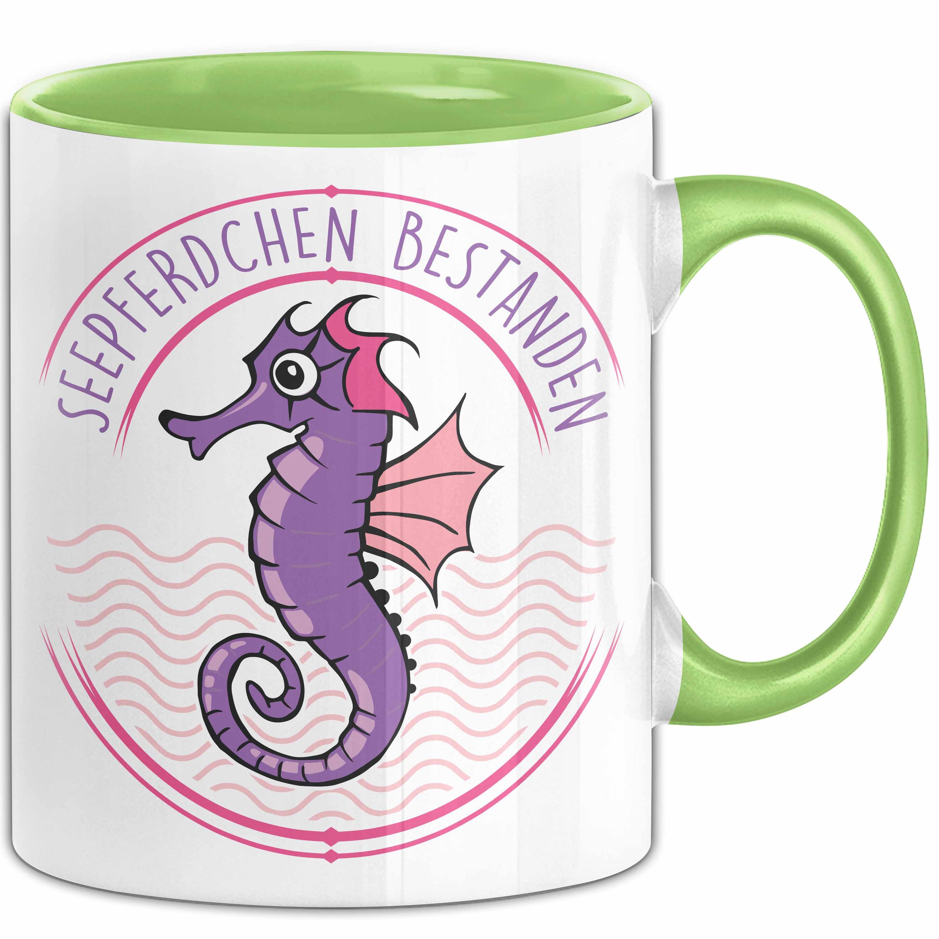 Trendation Tasse Seepferdchen Tasse Geschenk Abzeichen Schwimmabzeichen Bestanden