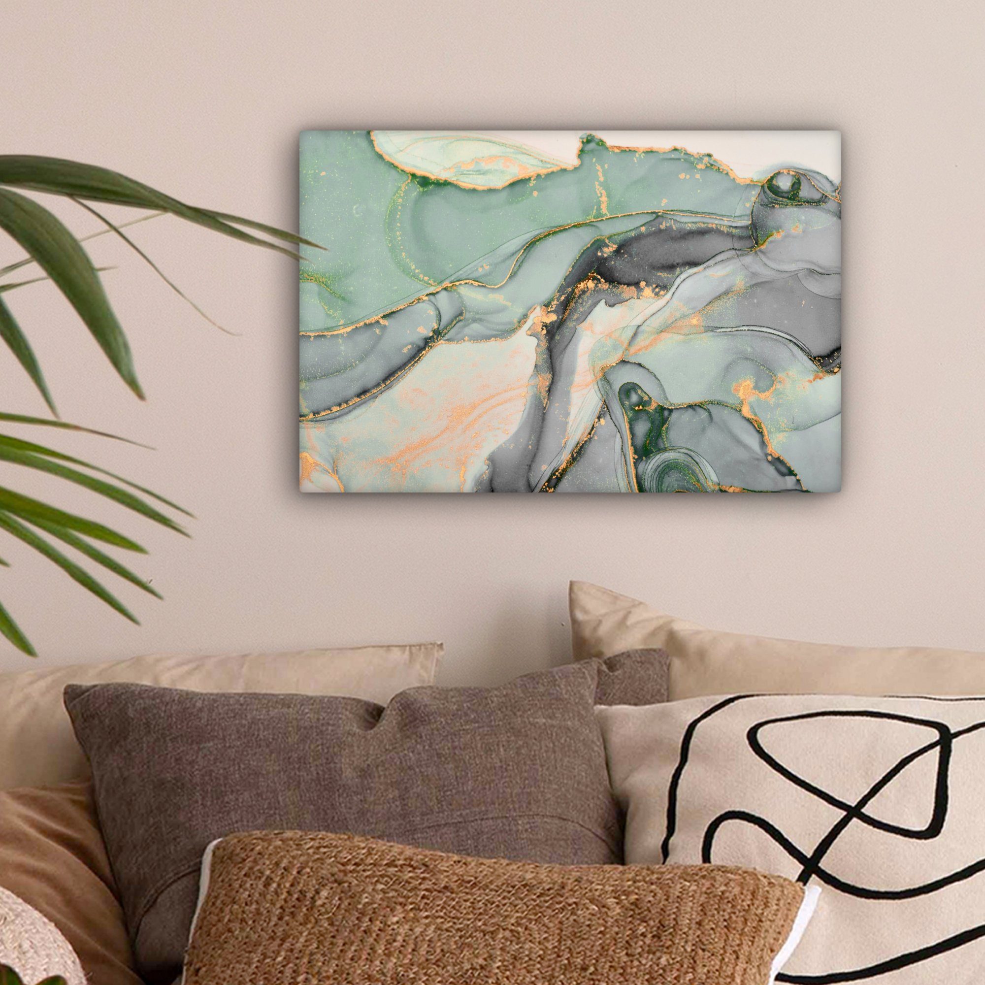 OneMillionCanvasses® Leinwandbild Gold - Marmor - Grün - Luxus - Glitzer - günstig online kaufen