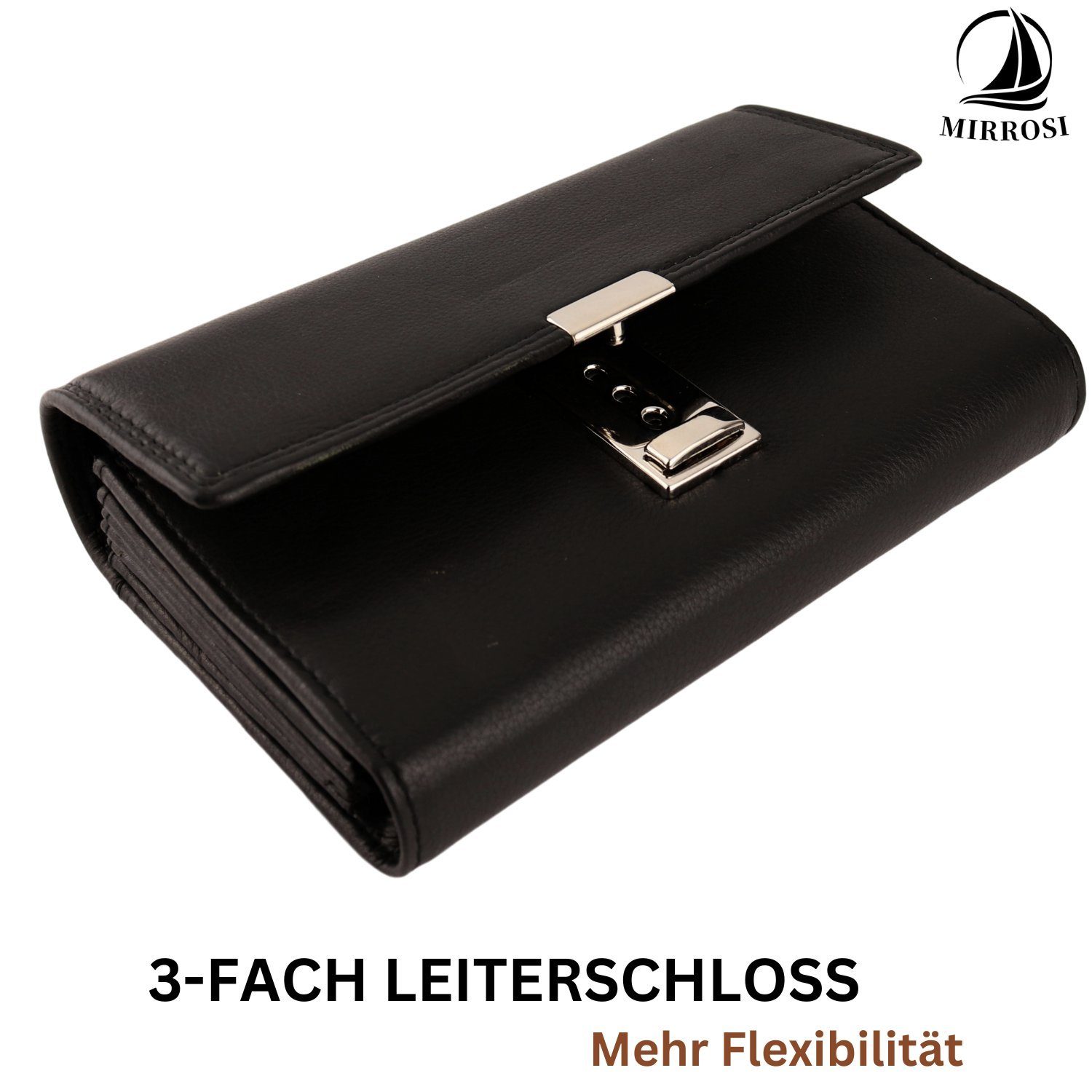 MIRROSI Kellnerbörse Profi Kellnerportemonnaie aus Echtleder (18,5x9,5x4cm), Kellnergeldbeutel Bedienungsgeldbeutel Taxi Portemonnaie
