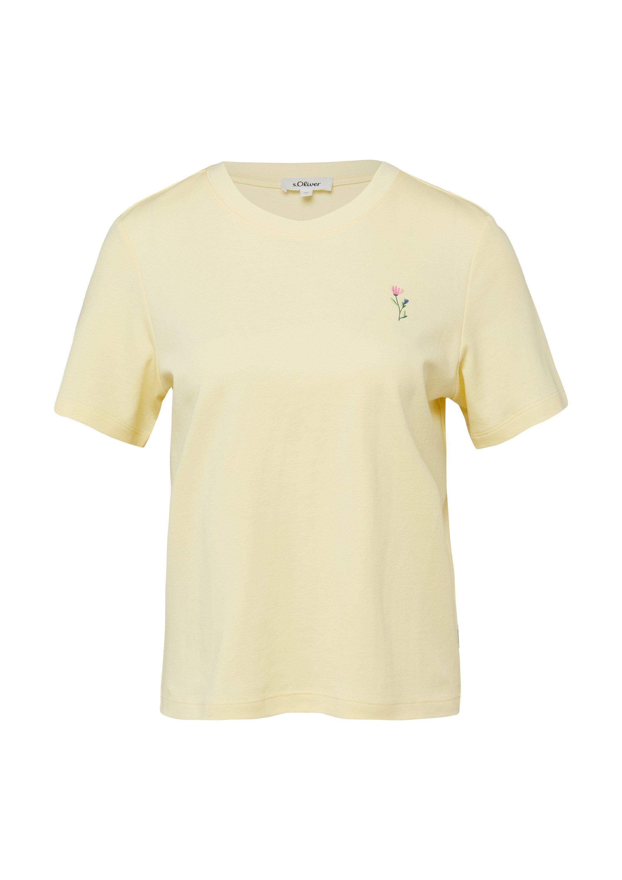s.Oliver Kurzarmshirt T-Shirt Verkürztes Baumwoll-T-Shirt mit Artwork günstig online kaufen