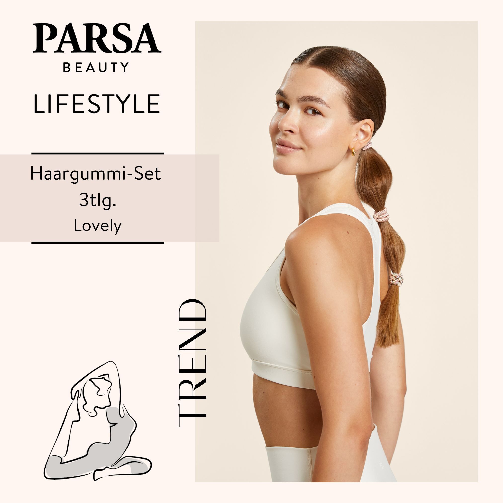 PARSA Beauty Haargummi Lifestyle Pure Balance Haargummis gewebt, 3er-Set Grün/Rosa