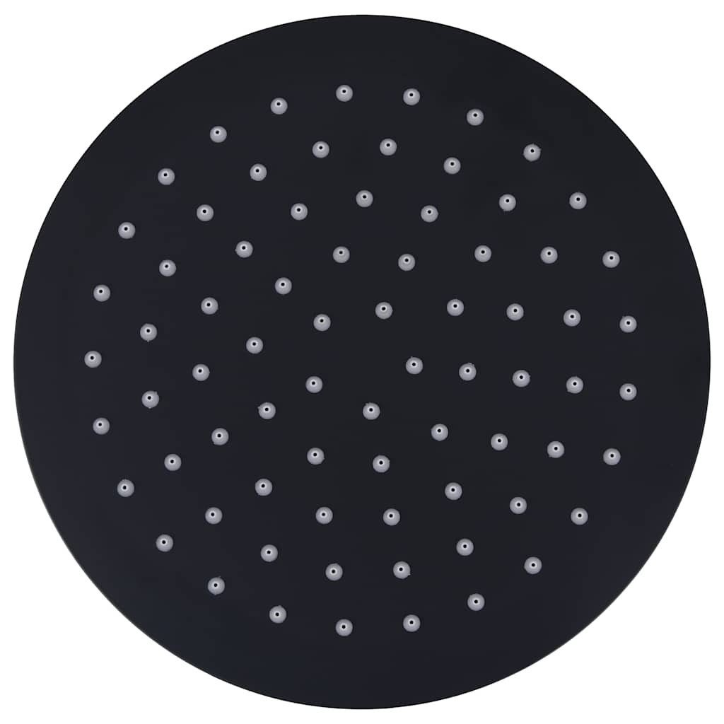 vidaXL Regenduschkopf Regenbrause Edelstahl 20 cm Rund Schwarz, (1-tlg) – Bild 2 von 5