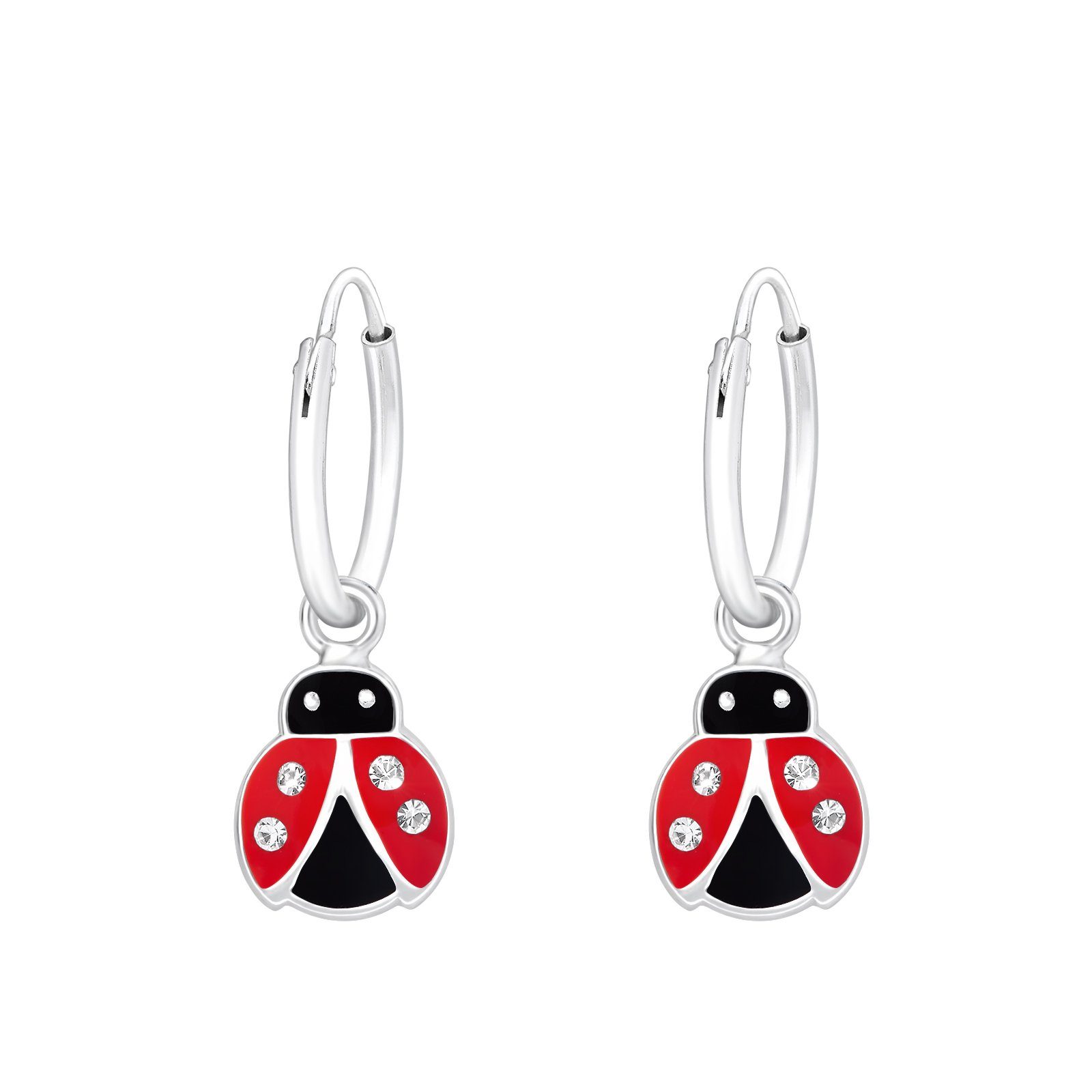 ALEXANDER YORK Paar Ohrhänger MARIENKÄFER rot mit Kristall weiß, 2-tlg., 925 Sterling Silber