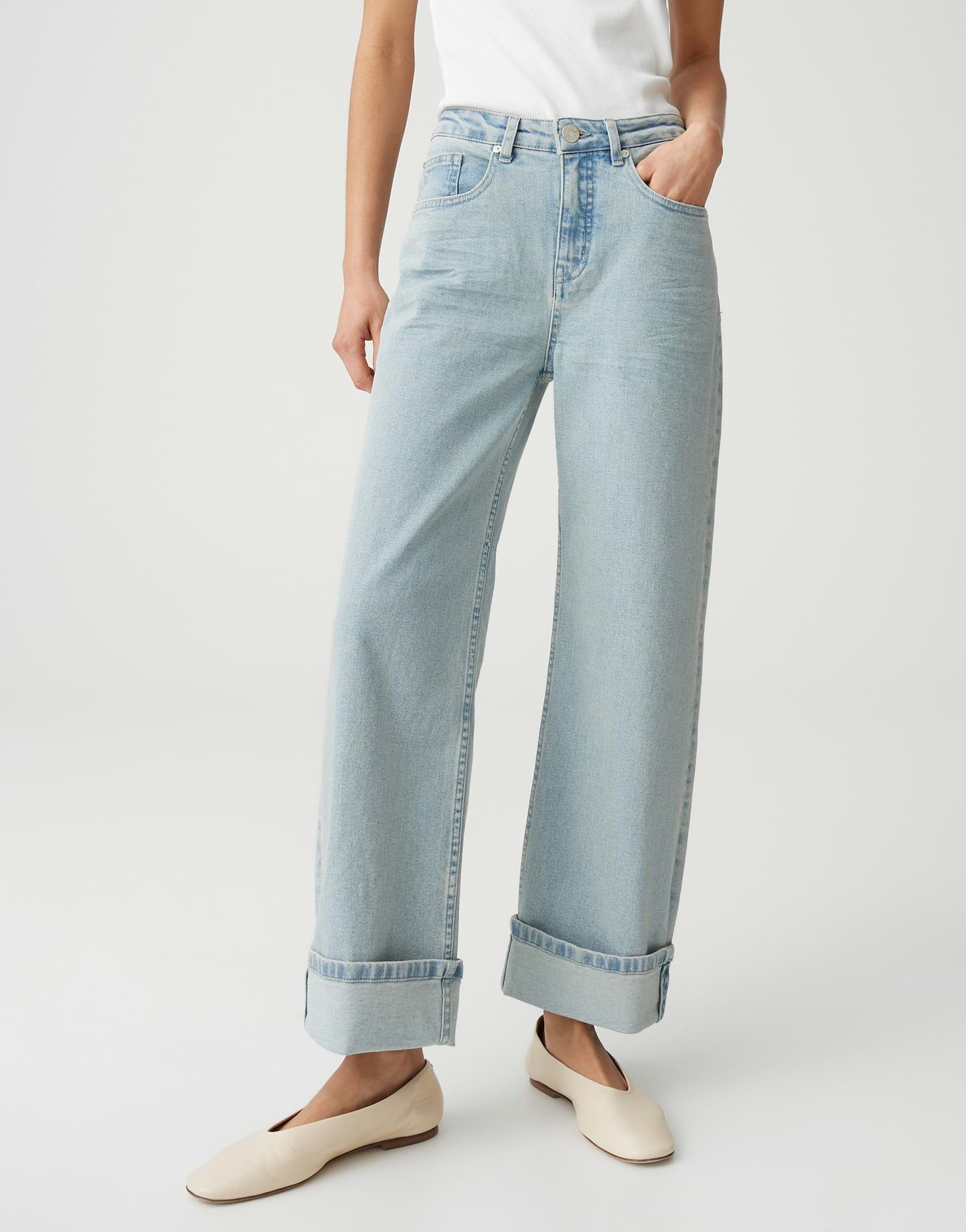 OPUS 7/8-Jeans Miva breath aus Denim mit geradem Beinverlauf Aufschlag am Saum, 5-Pocket-Design, elastischer Stoff