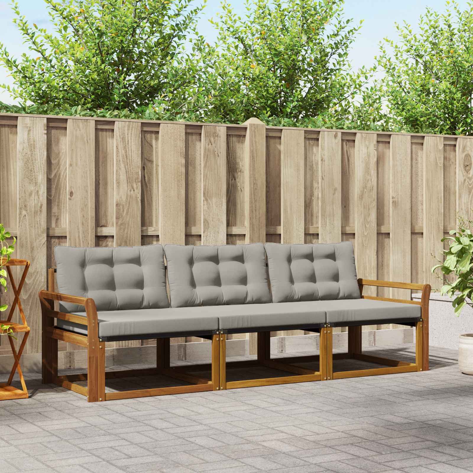 vidaXL Gartenlounge-Set Outdoor-Sofagarnitur 3 stk. Natürlich und Hellgrau, (3-tlg)