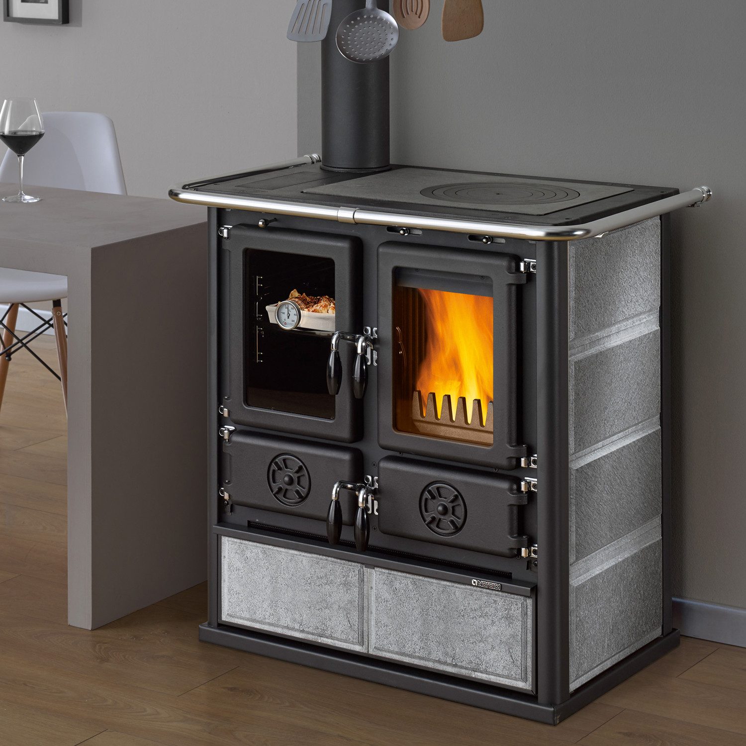 La Nordica Kaminofen La Nordica Rosetta Sinistra 5.0 Küchenofen Naturstein, 7.9 kW, Küchenofen