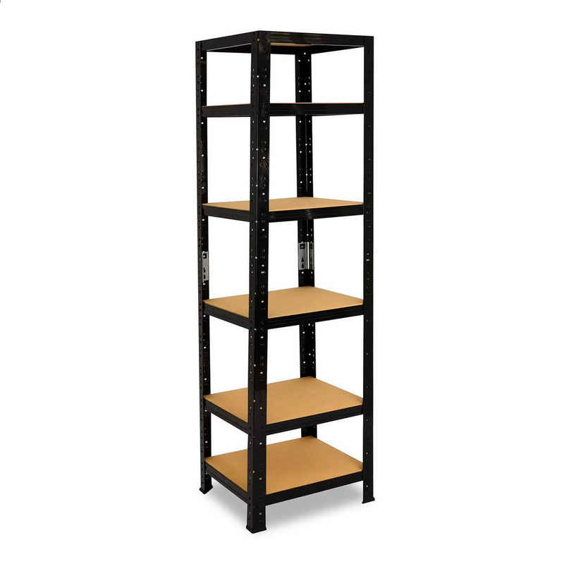 shelfplaza Schwerlastregal BLACK, 200x30x30cm, Metallregal schwarz mit 6 Böden je 145kg Tragkraft, Steckregal als Lagerregal, Büroregal & Lastenregal, Regal Metall schwarz