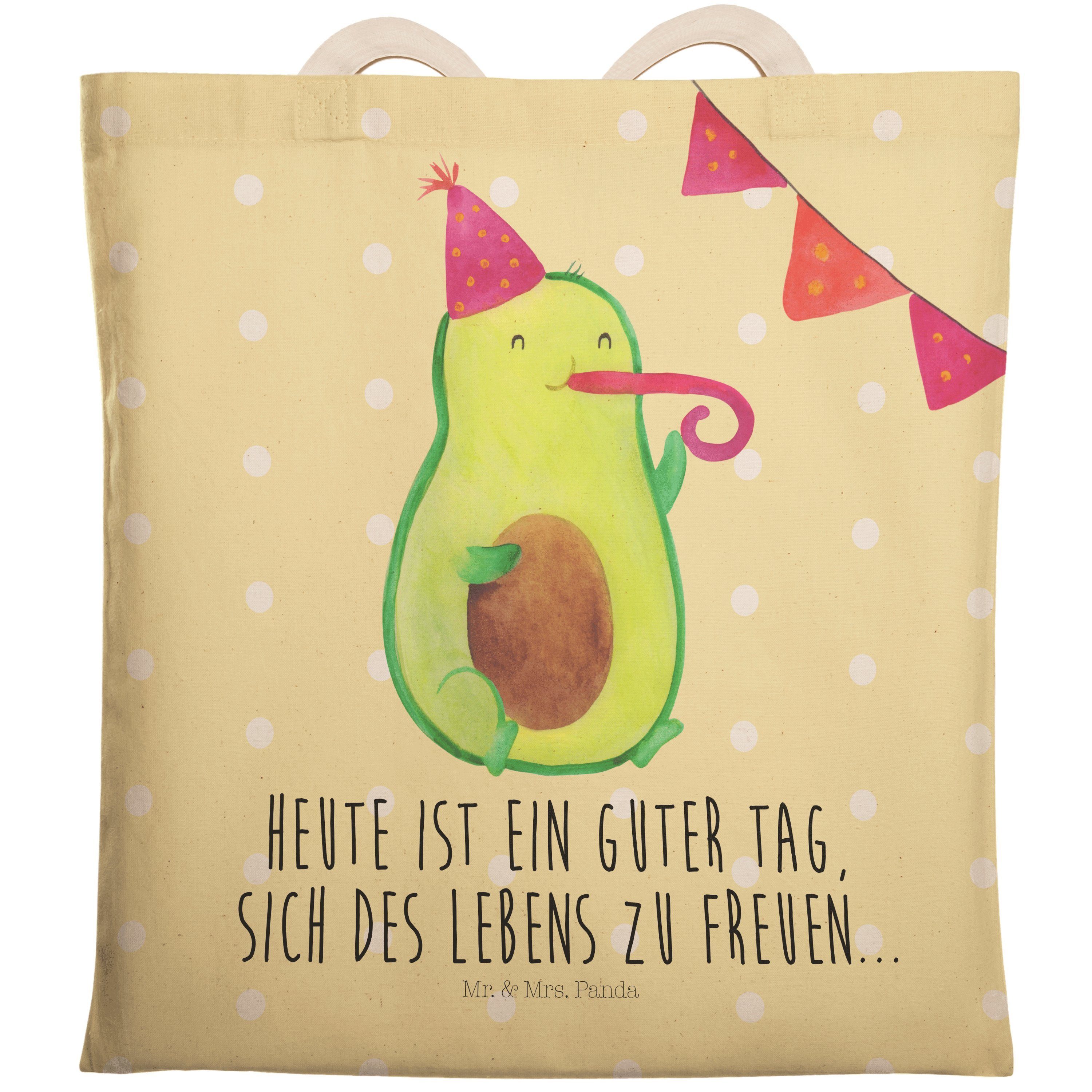 Mr. & Pastell Panda Avocado Party Gesund, - Gelb Geburts Tragetasche, Geschenk, (1-tlg) Mrs. Tragetasche 