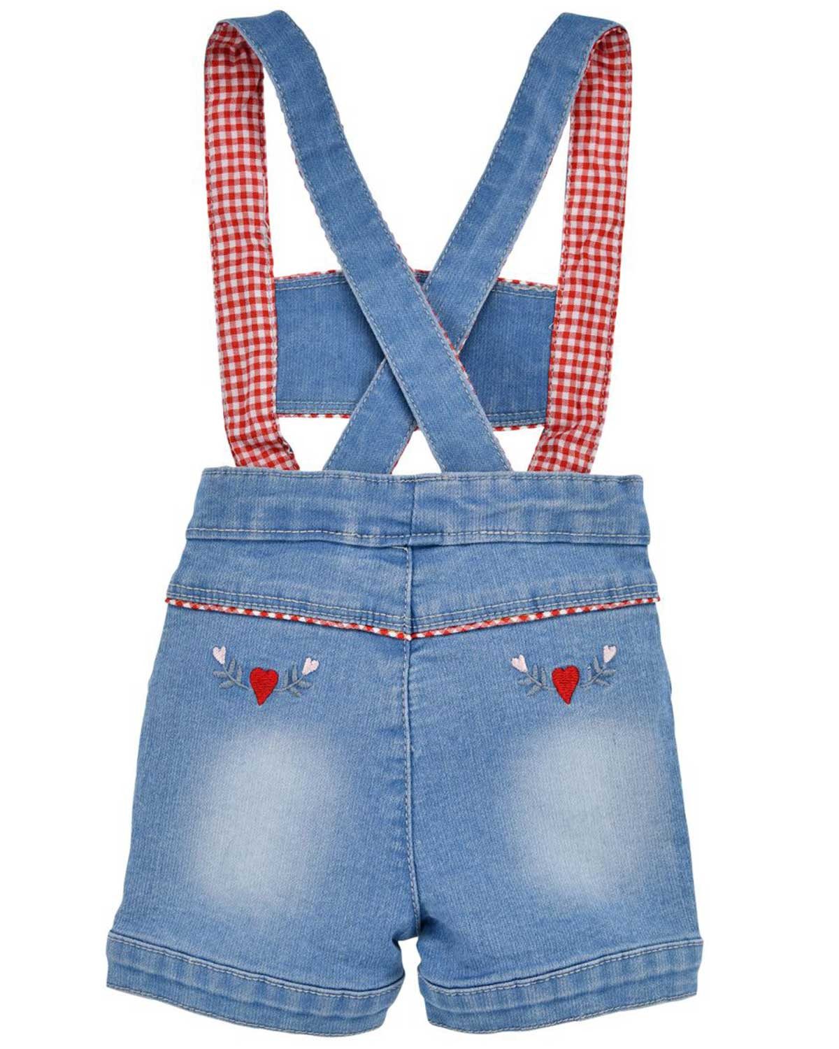 BONDI Trachtenlederhose Baby Mädchen Jeans Latzshort 'Prinzessin' 86856