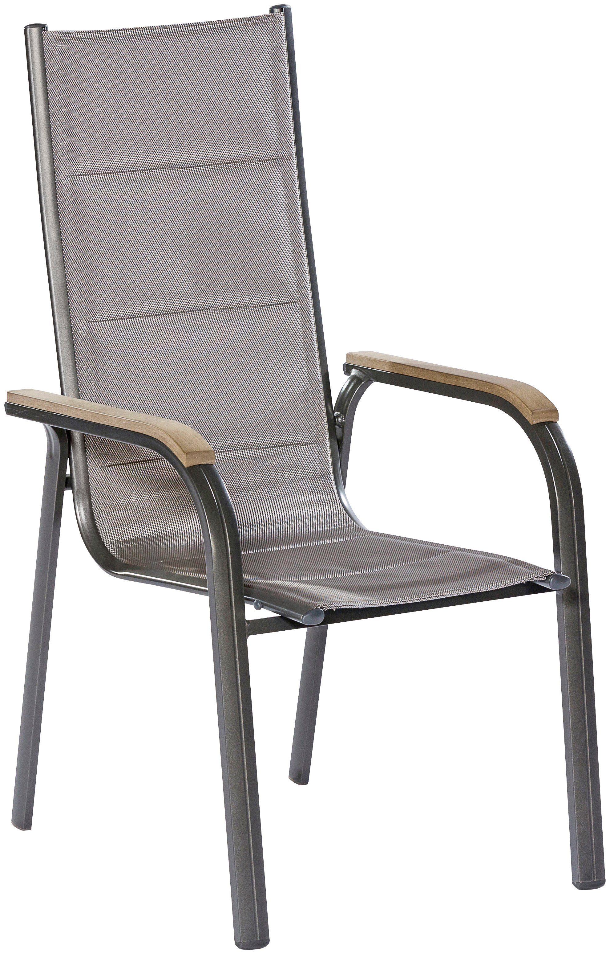 MERXX Gartenstuhl Trivero (Set, 2 St), 2er Set, Alu/Textil, stapelbar, braun