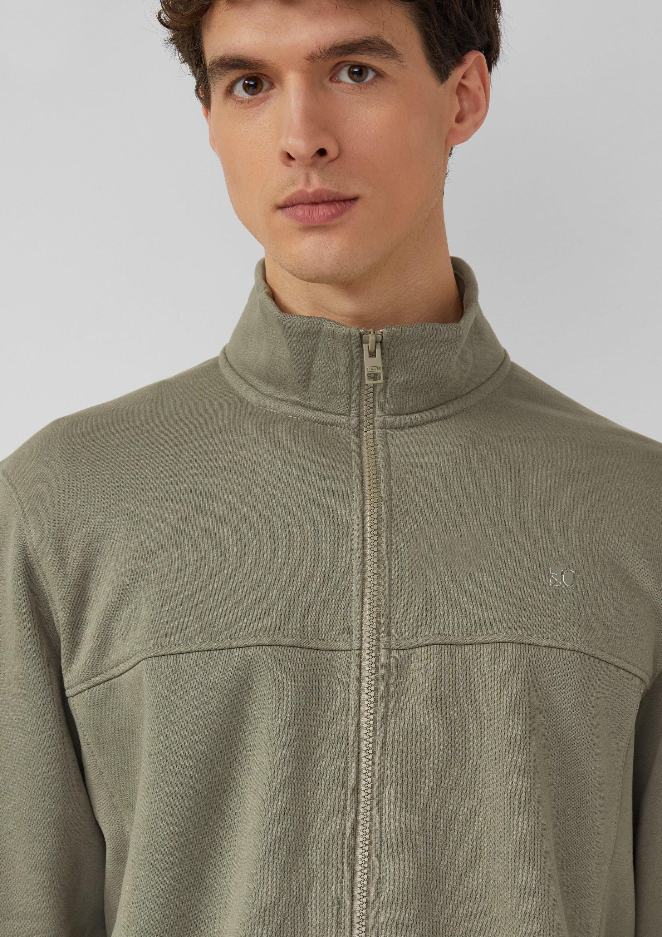 s.Oliver Sweatjacke Sweatshirt Jacke Sweatshirt-Jacke mit Stehkragen und Eingrifftaschen