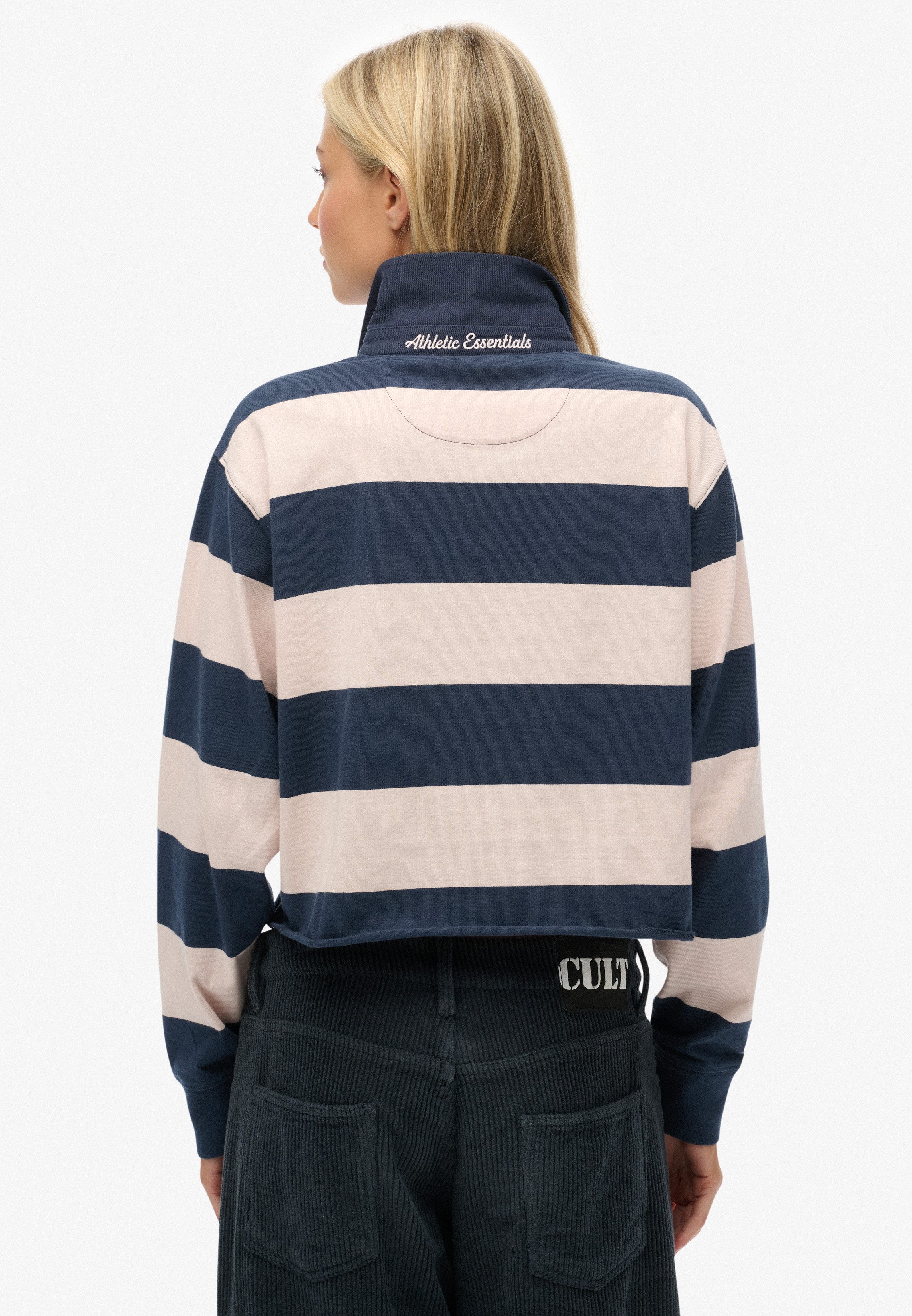 Superdry Langarm-Poloshirt ATH ESS CROPPED STRIPE RUGBY (Packung, 2-tlg)