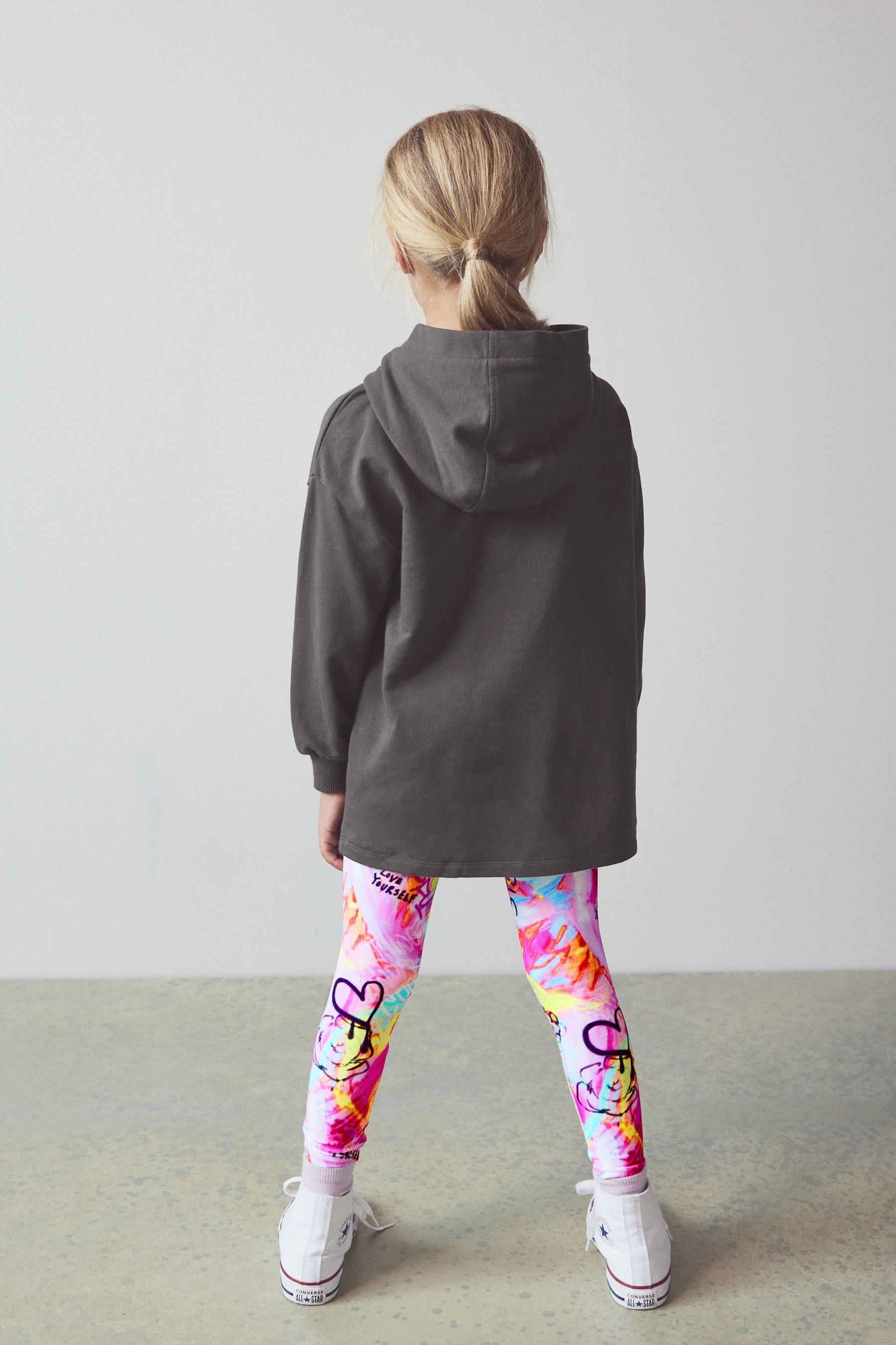 Grey und Charcoal Hoodie Set Leggings (2-tlg) im Next Celestial Shirt Leggings & Graffiti