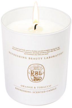 Rebul Kozmetik Duftkerze Orange & Tobacco - 210 g Kerze in Geschenkbox - Premium Raumduft (Glaskerze, 1-tlg), Bis zu 35 Stunden Brenndauer - Luxus Stimmungskerze