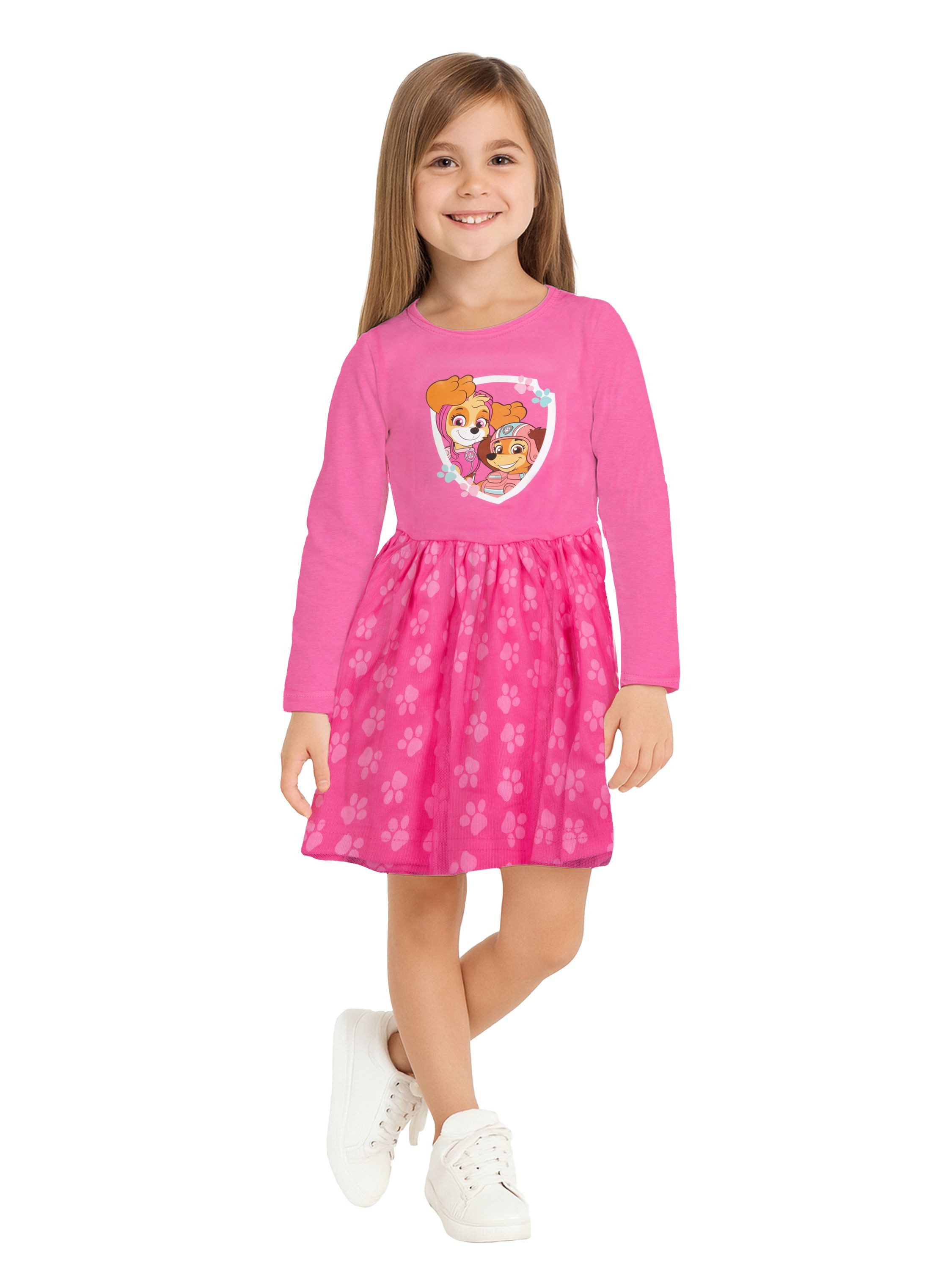 United Labels® A-Linien-Kleid langärmlig - Paw Patrol: Skye & Liberty - Rock mit Tatzen allover