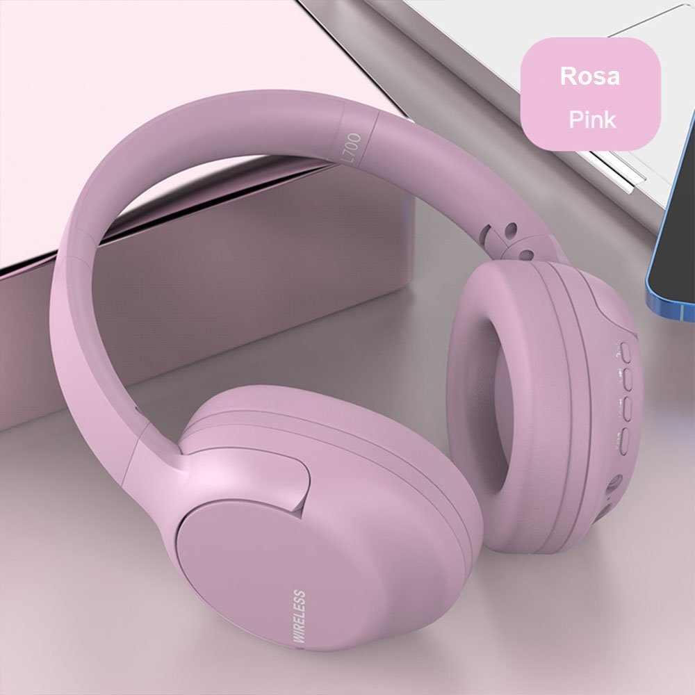 Bluetooth-Kopfhörer Bluetooth-Kopfhörer mit MOUTEN Over-Ear-Ohrhörer Geräuschunterdrückung Rosa