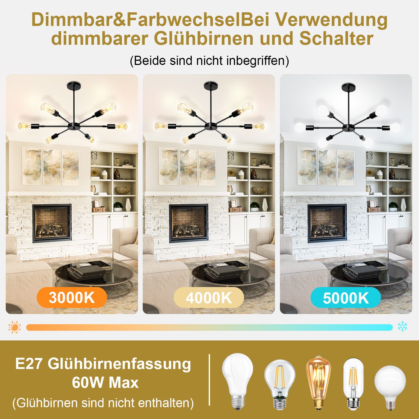 Jibenhome LED Kronleuchter LED Pendelleuchte 6-Flammige günstig online kaufen