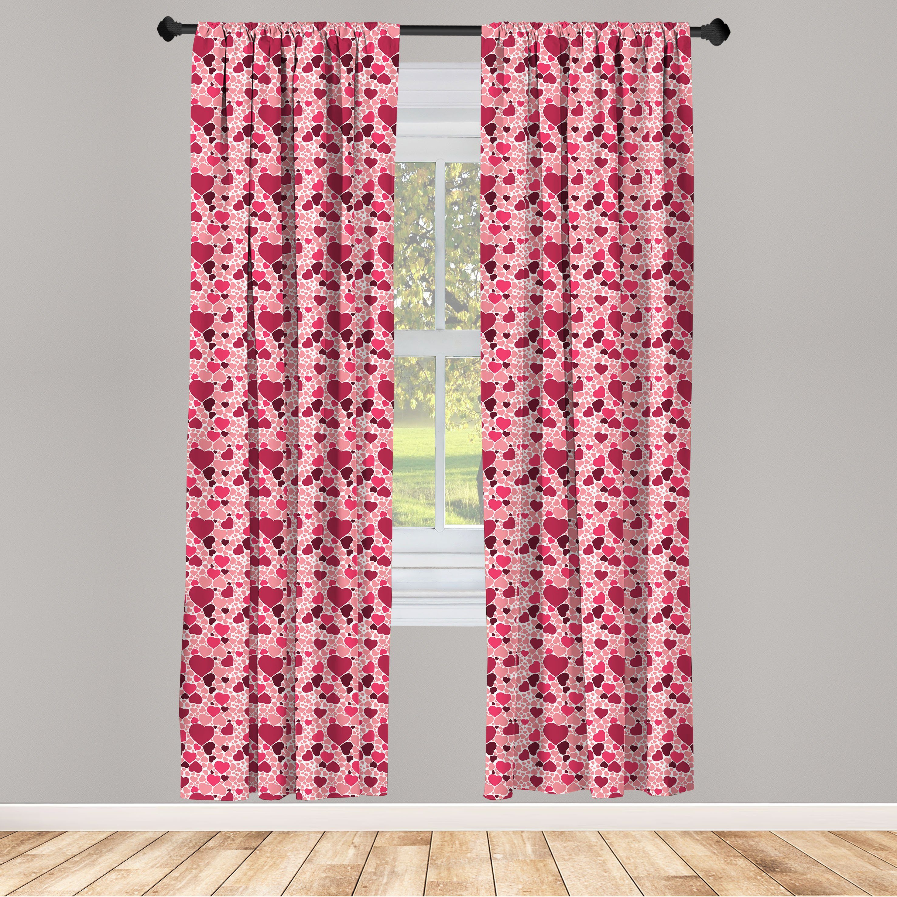 Gardine Vorhang für Wohnzimmer Schlafzimmer Dekor, Abakuhaus, Microfaser, Romantisch Gradient Love Theme Herzen